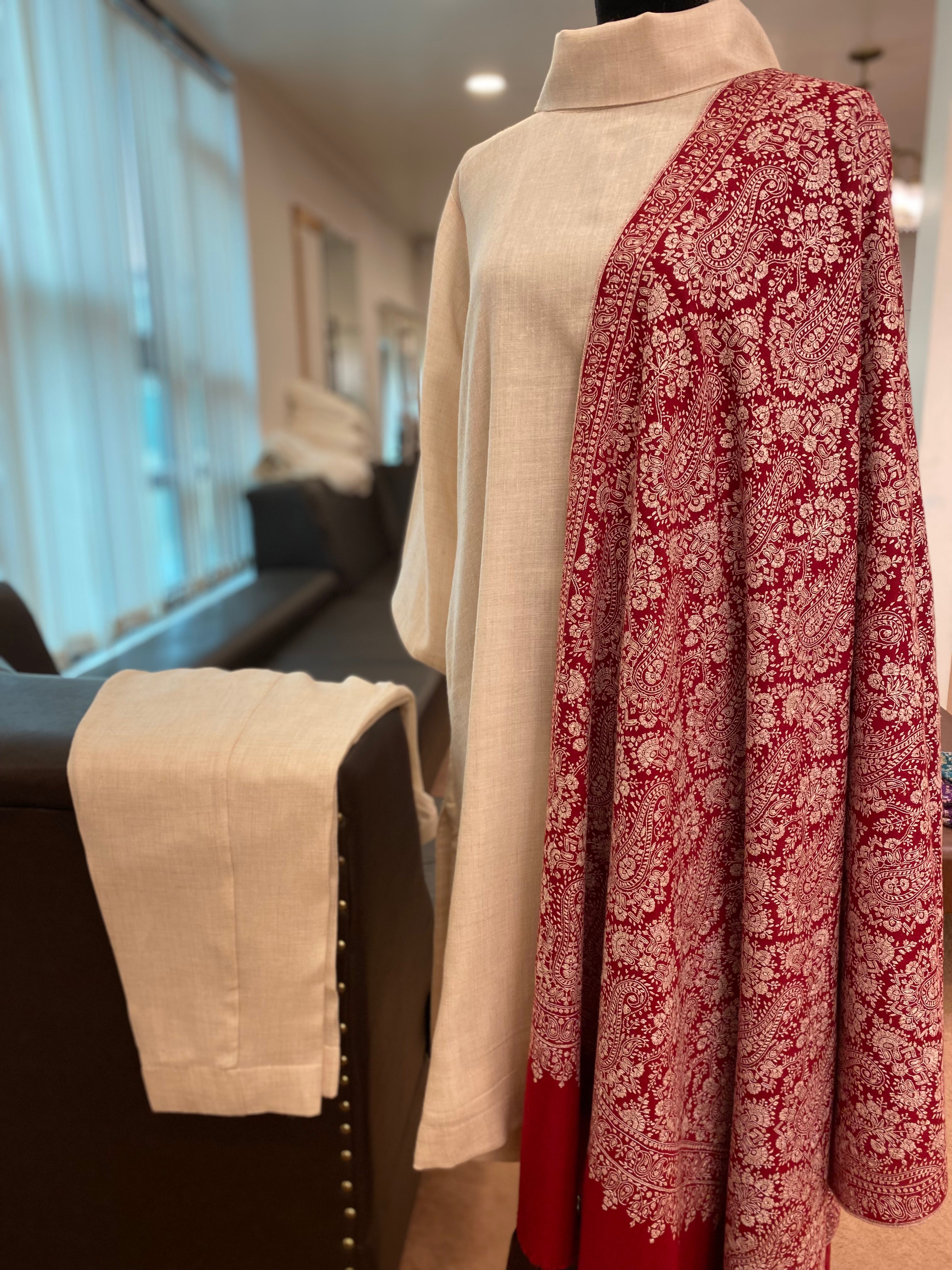 Pure pashmina blend kurta set 2pc (shawl seperate)