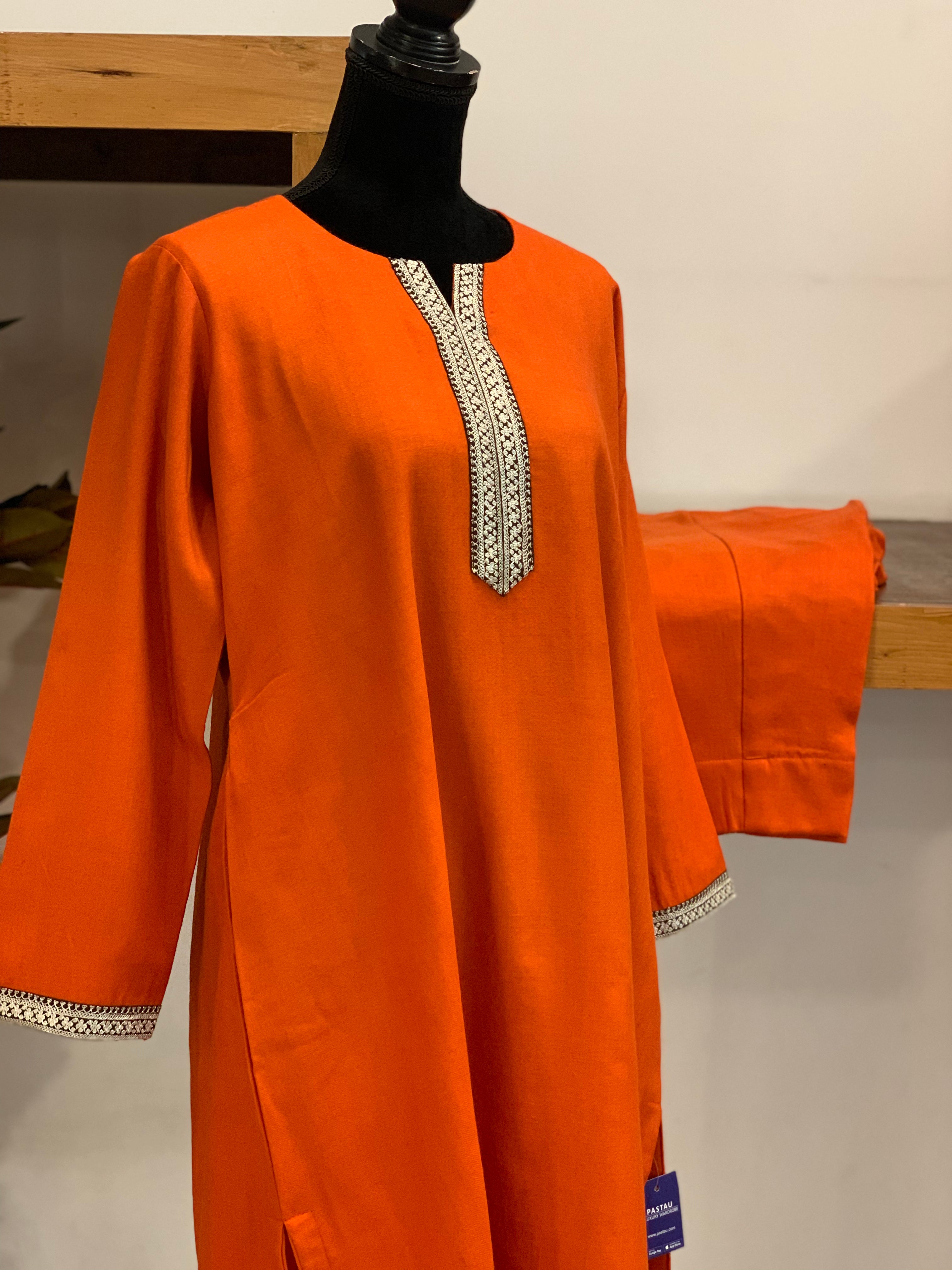 Pure pashmina and pure wool blend Kurta set 2pc stitched with Hand Tilla PWB080