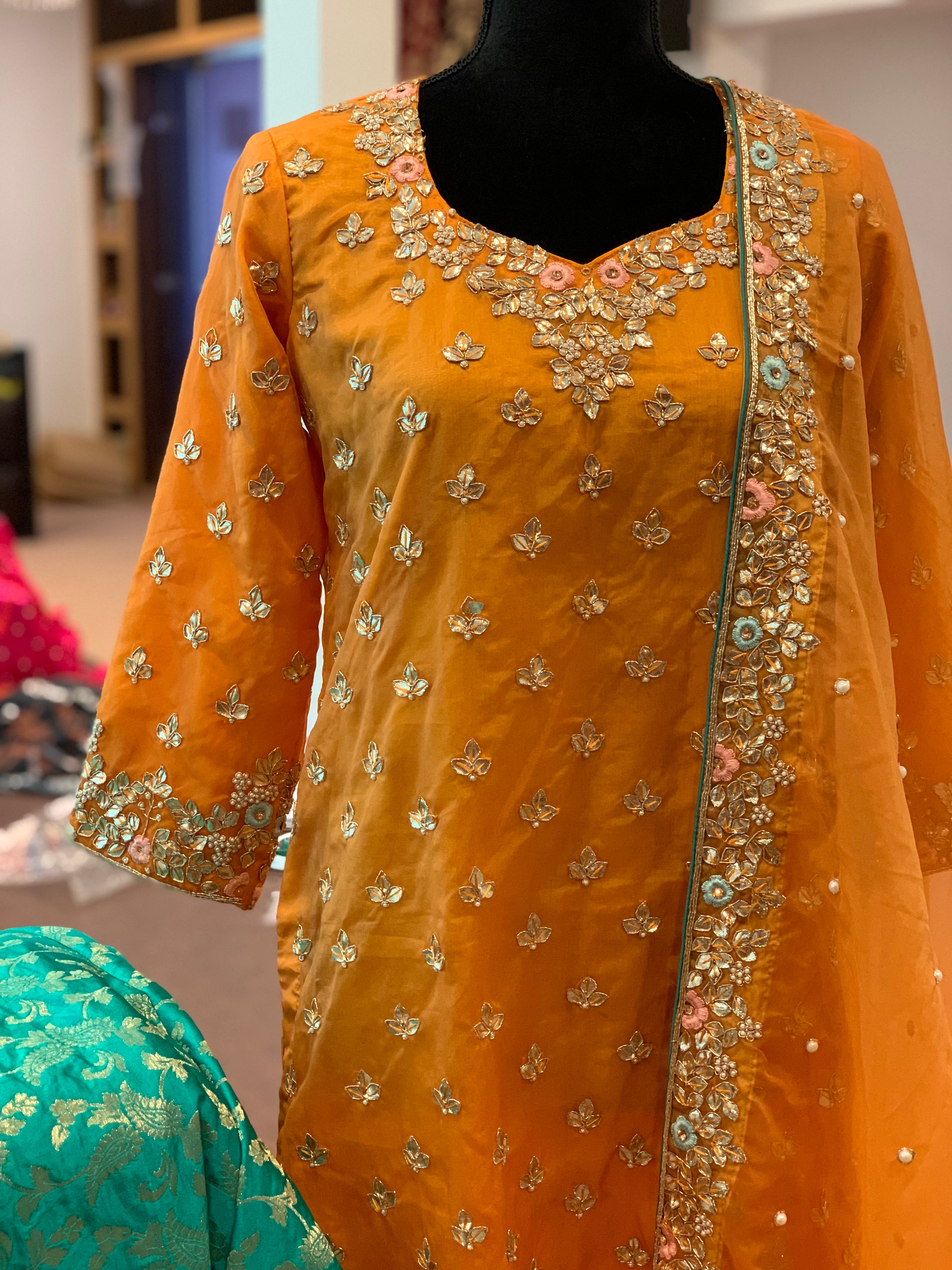 Handembroidered Sharara dress