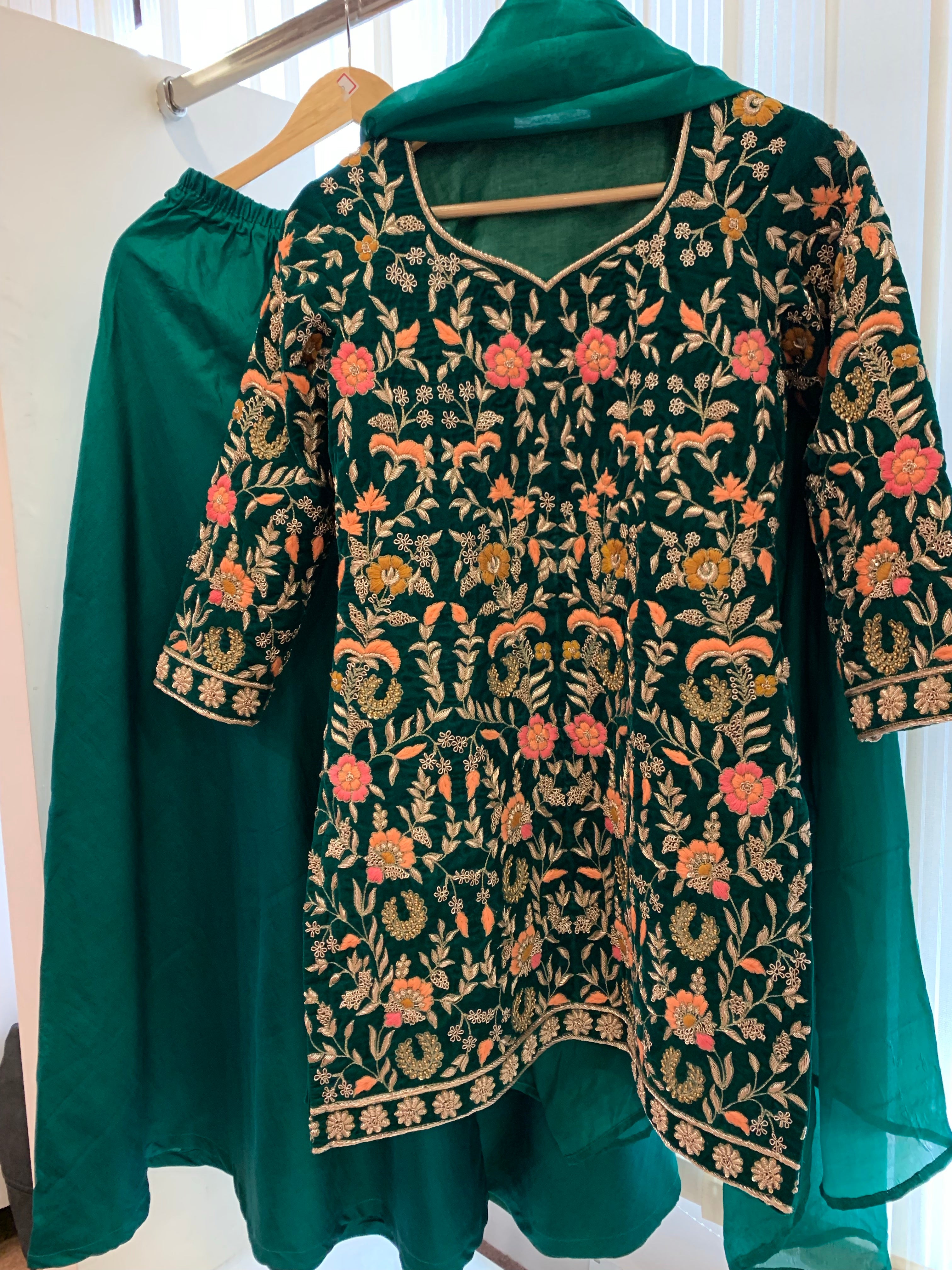 Hand embroidered sharara dress