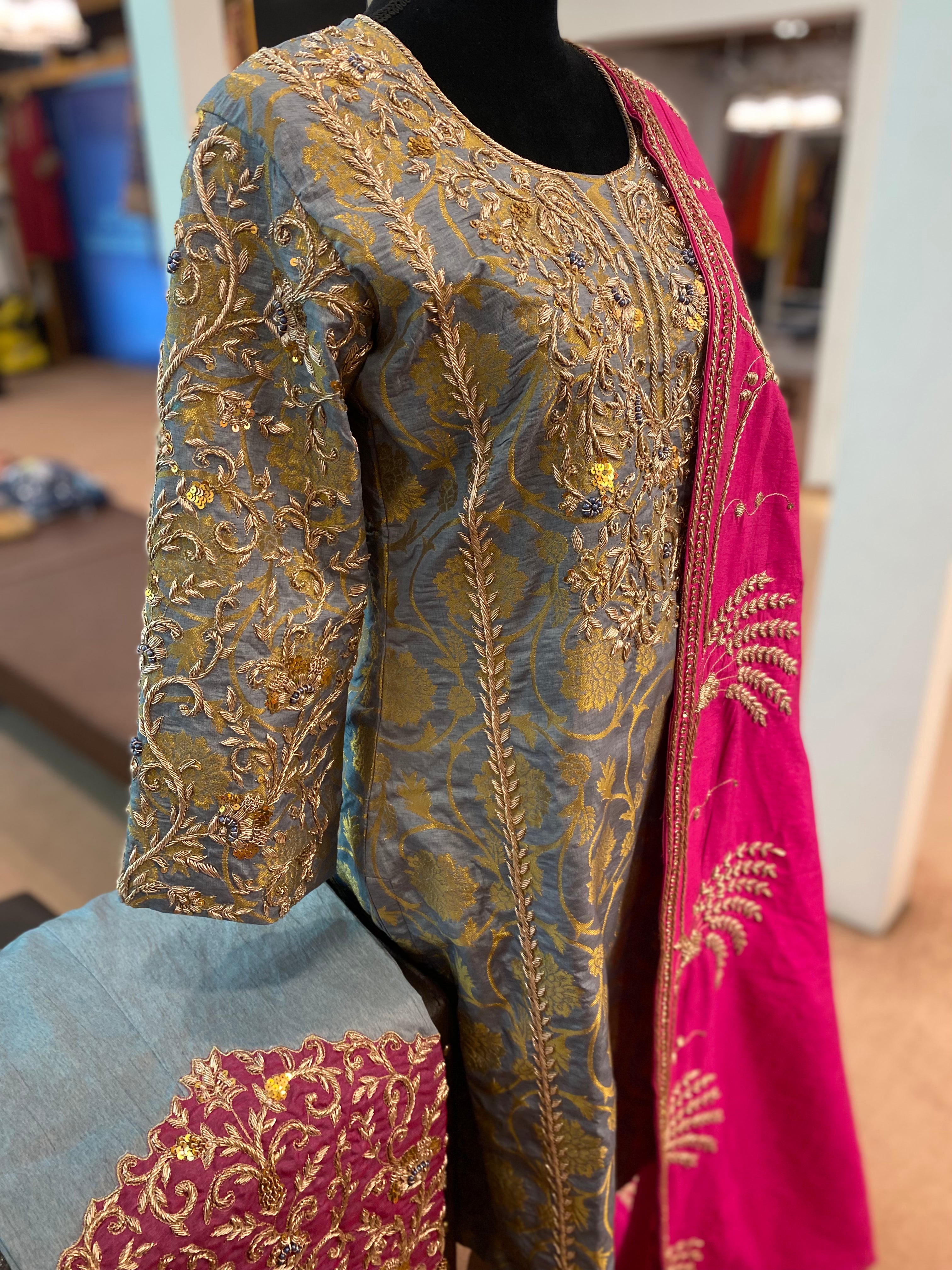 Hand embroidered Dress 3pc stitched