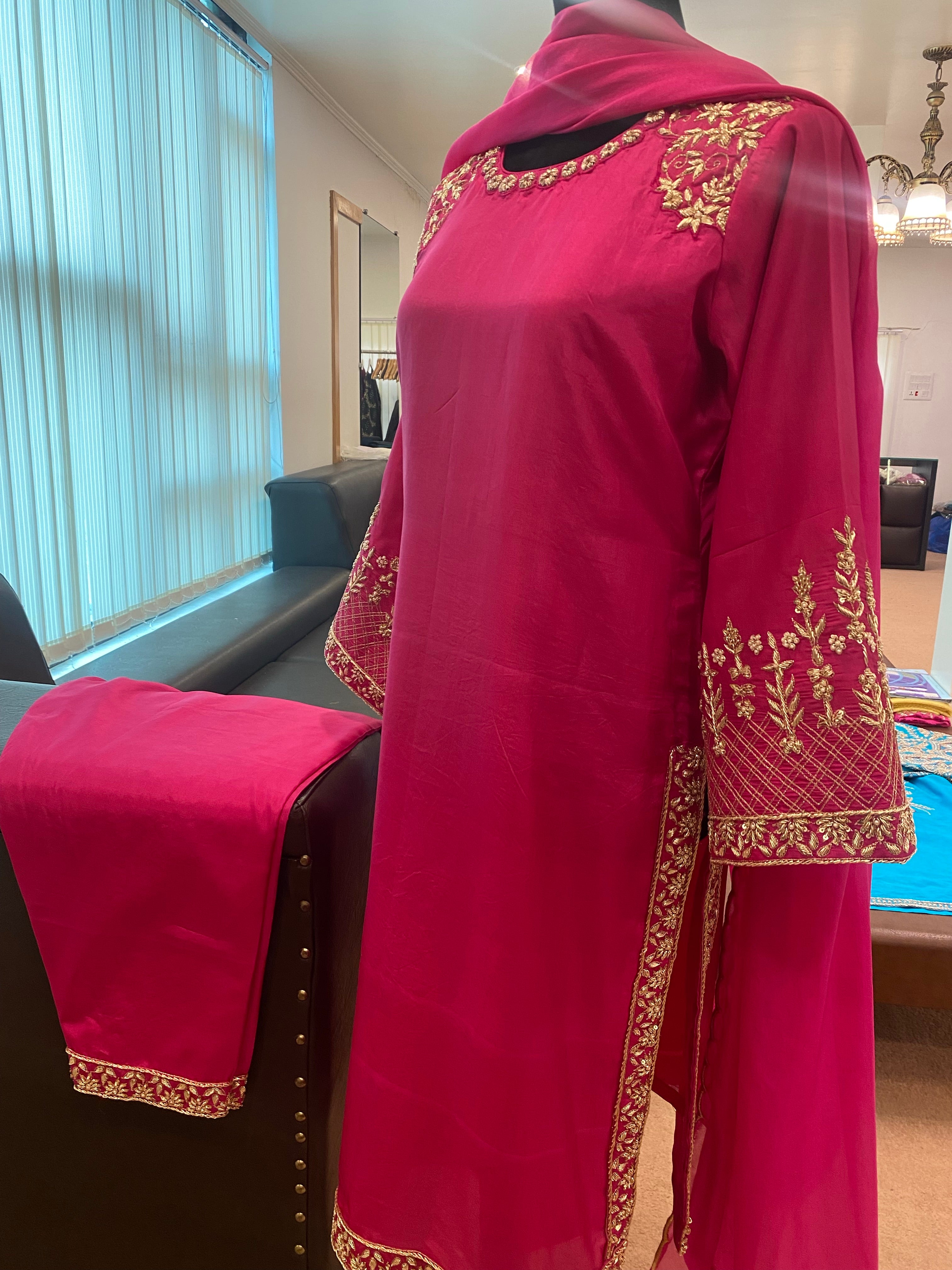 Handembroidered puresilk dress