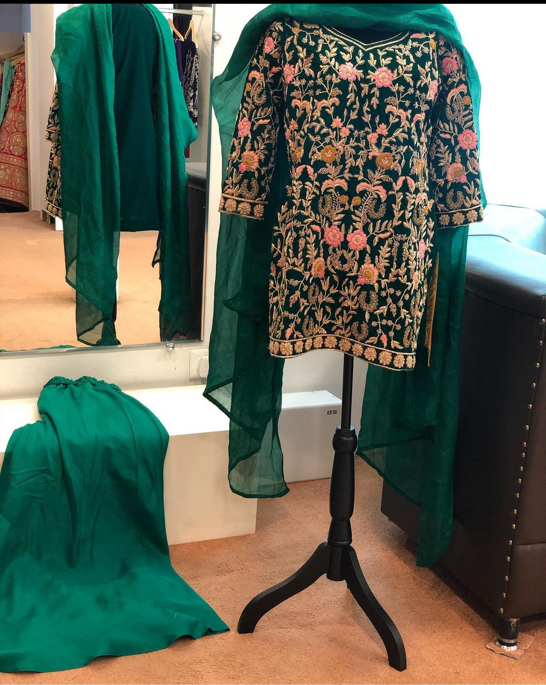 Handembroidered Sharara Dress - Pastau