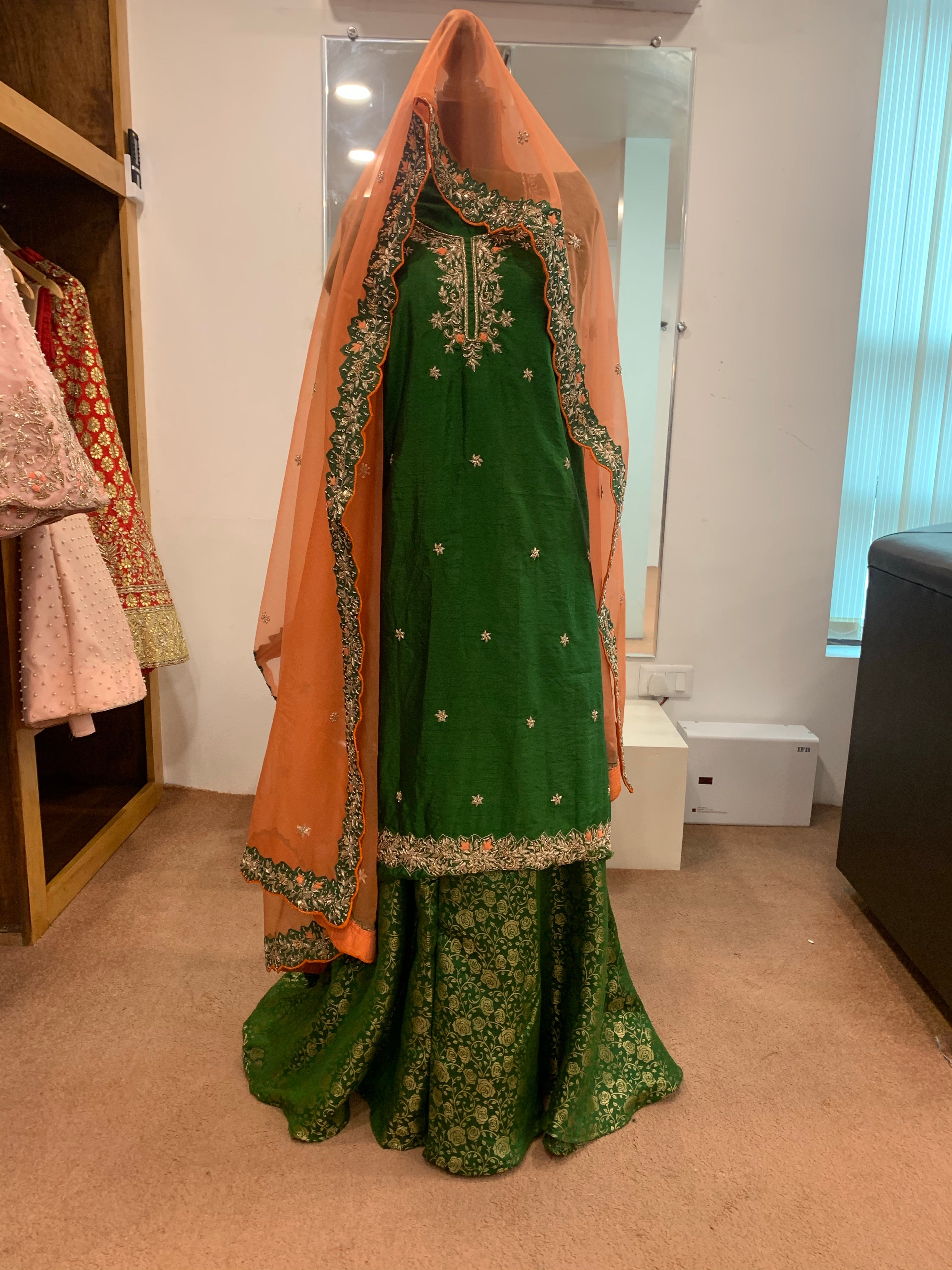 Handembroidered Sharara Dress - Pastau