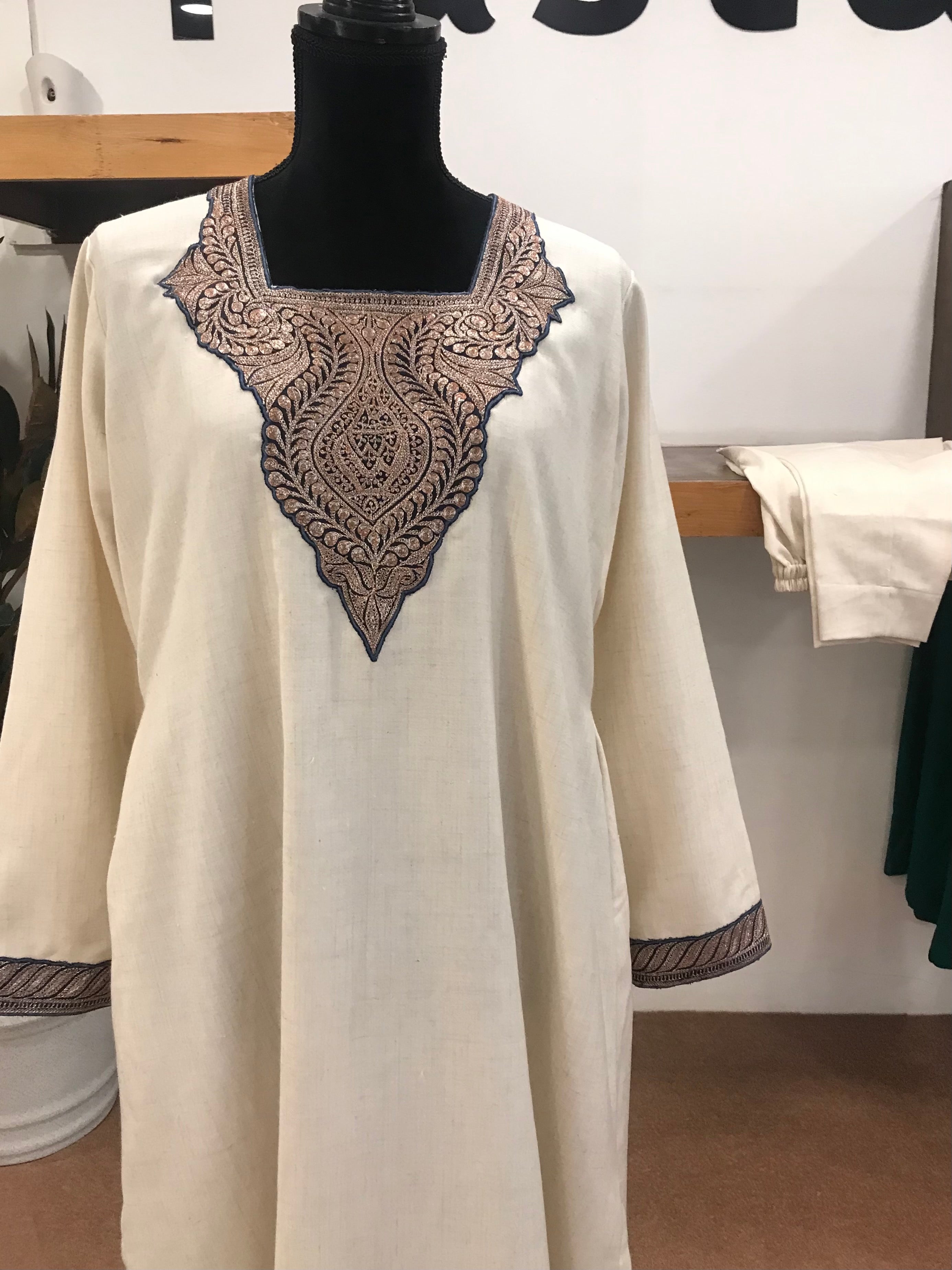 Pure pashmina blend kurta set 2pc with hand Tilla PWB125