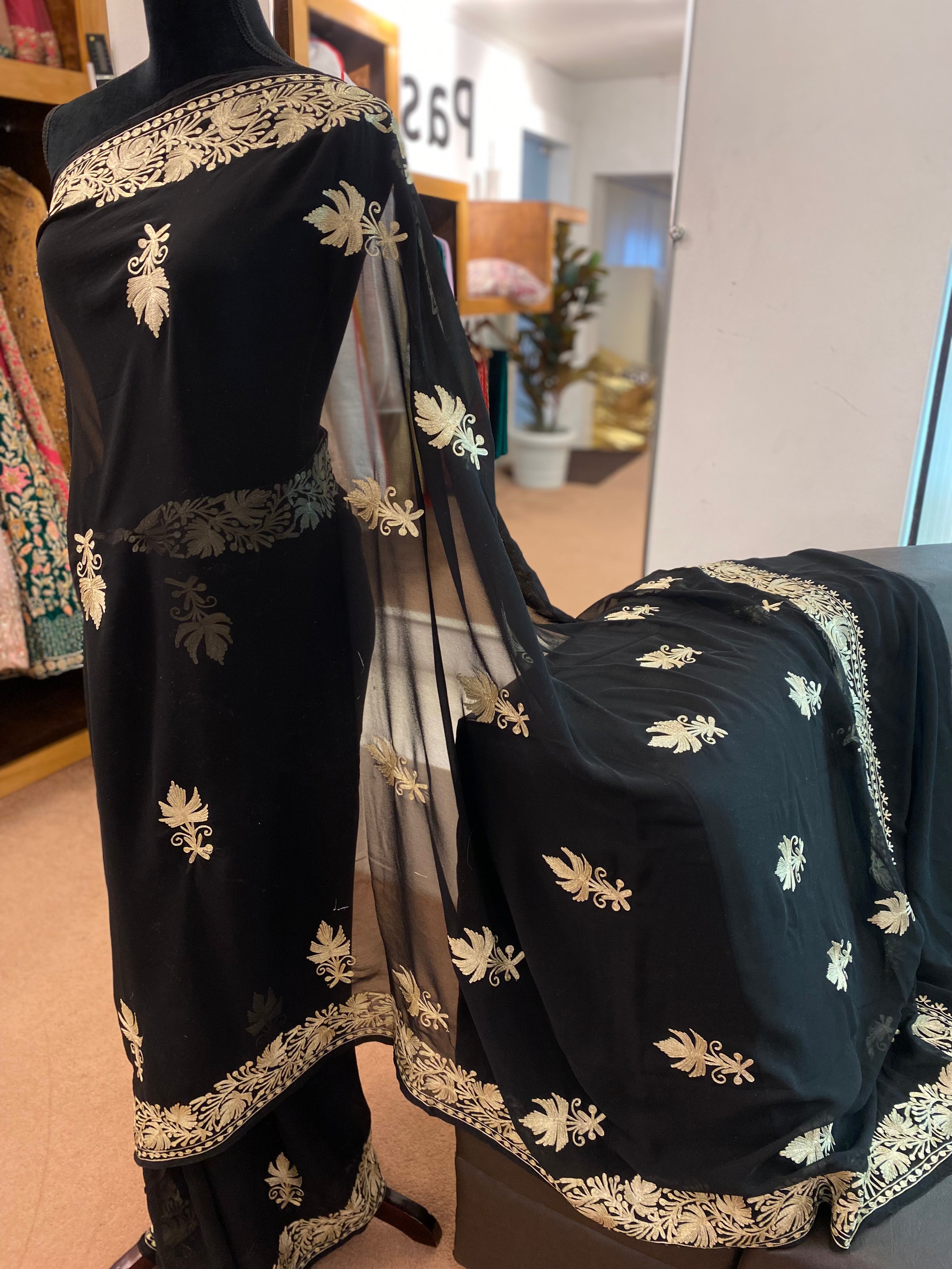 Kashmiri embroidered Georgette saree SR002