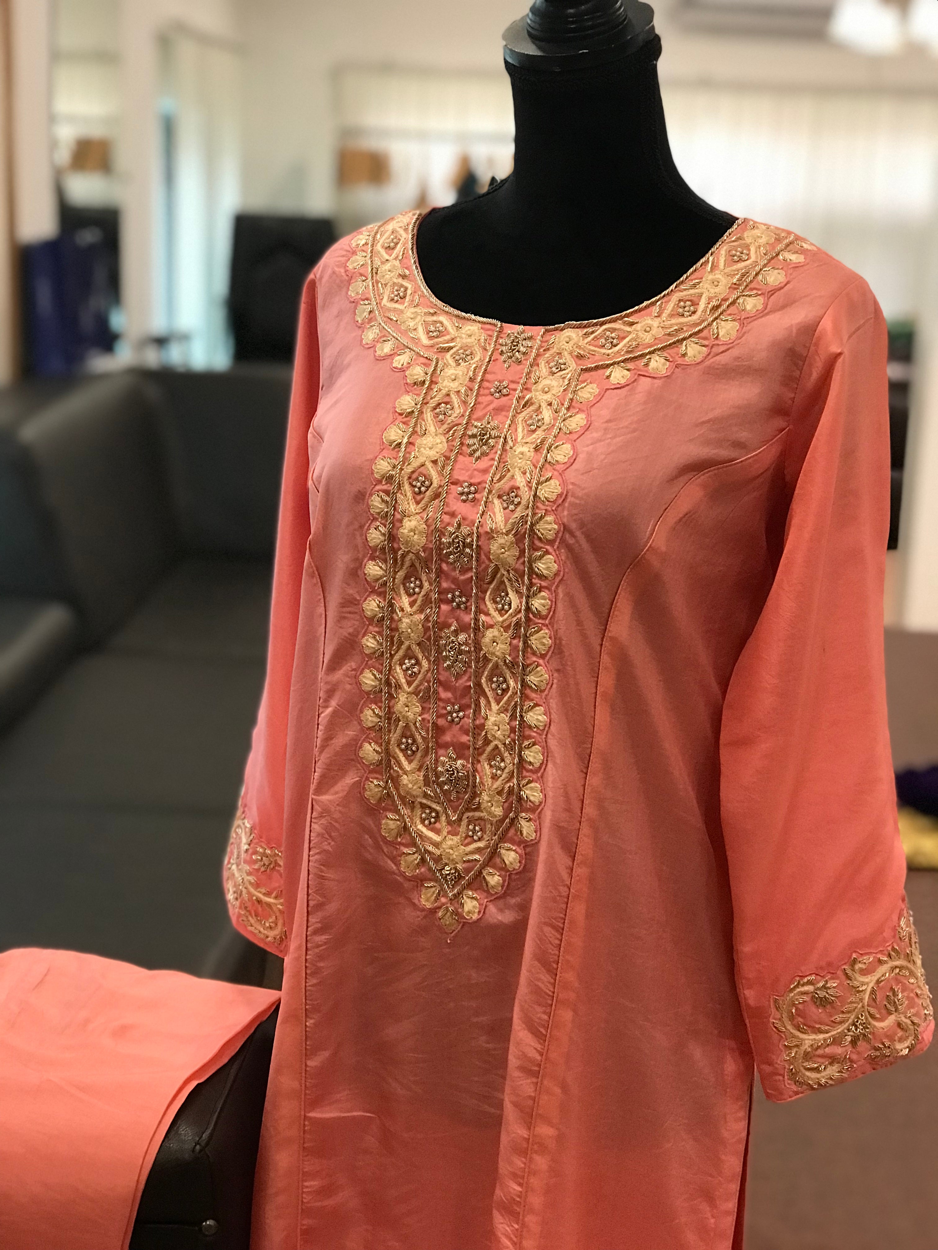 Handembroidered pure silk 2pc stitched