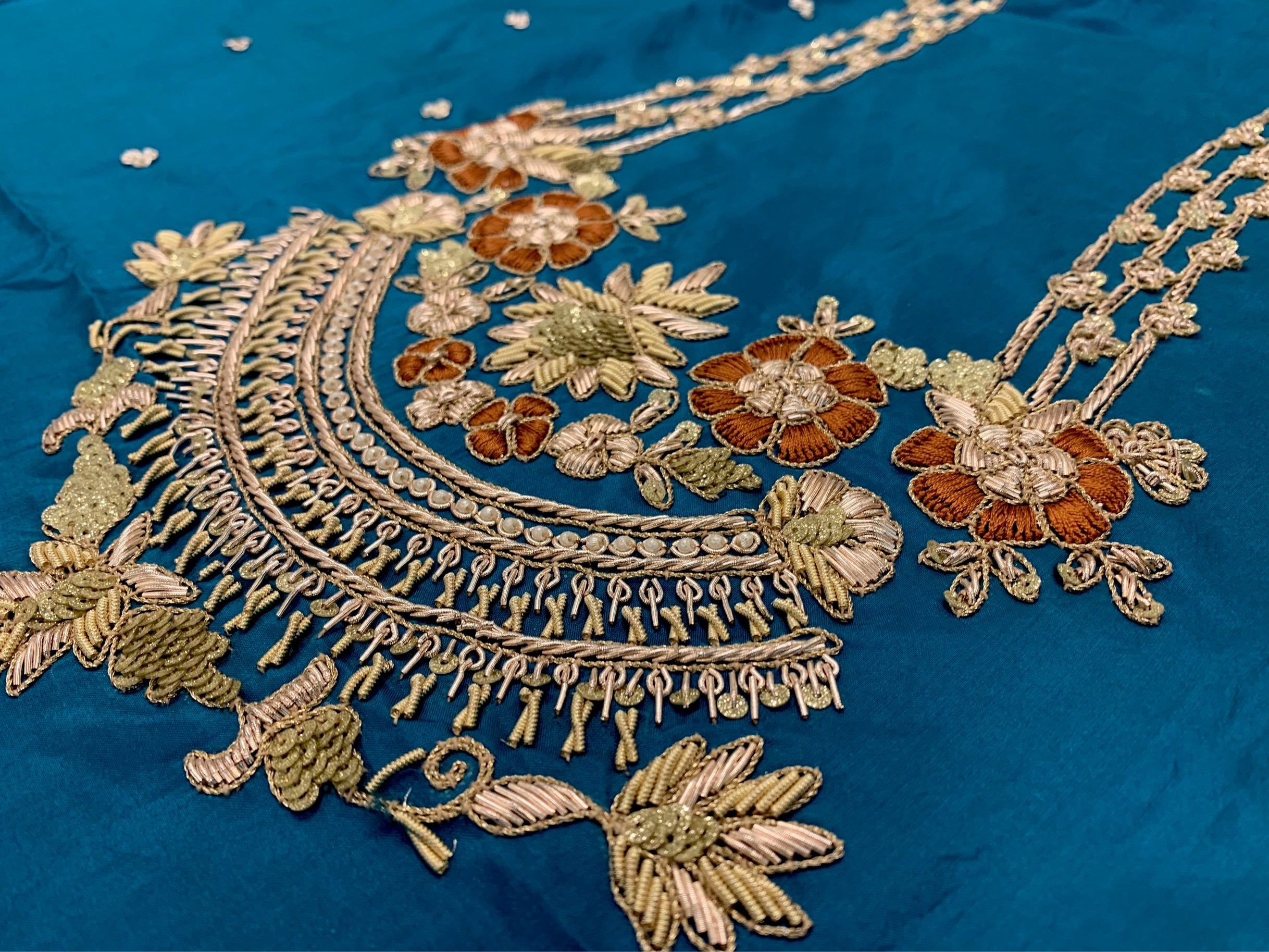 Handembroidered pure silk 3pc unstitched