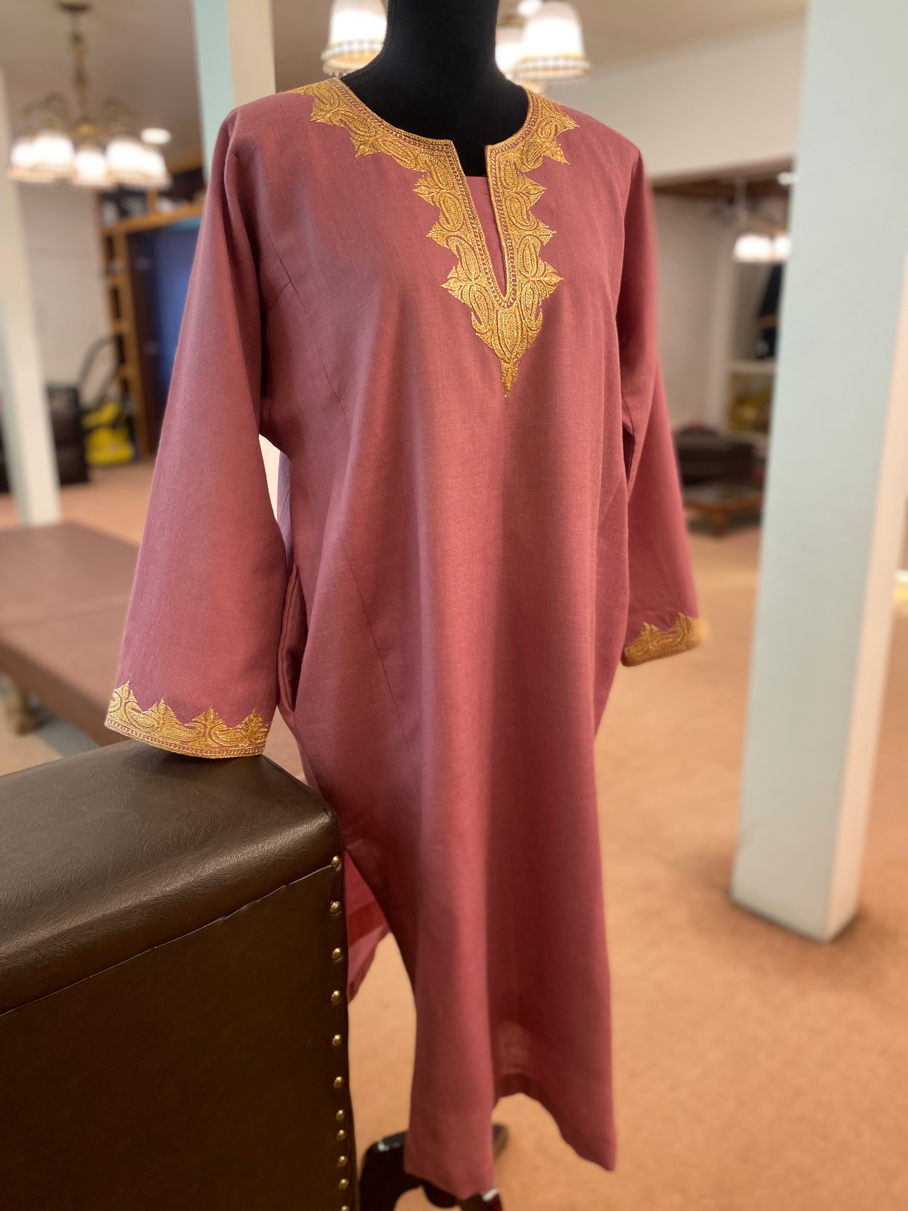 Pure pashmina blend pheran with hand Tilla pwb265