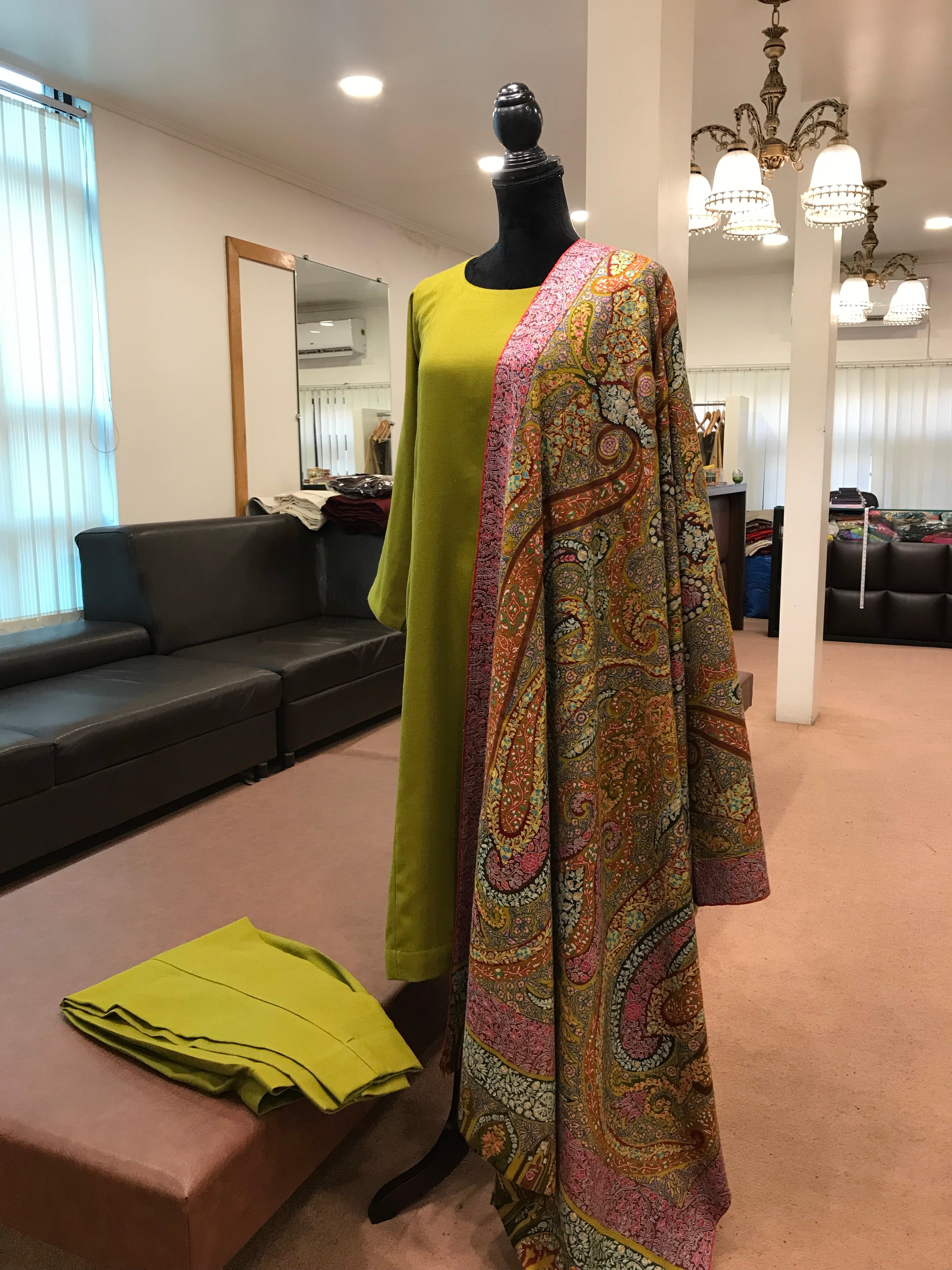 Pure pashmina blend kurta with pants 2pc stitched