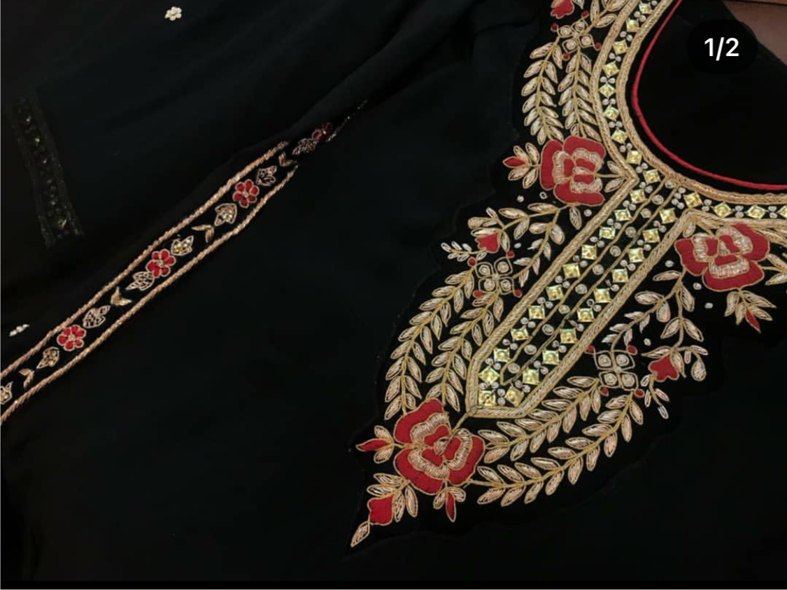 Handembroidered Anarkali dress 3pc