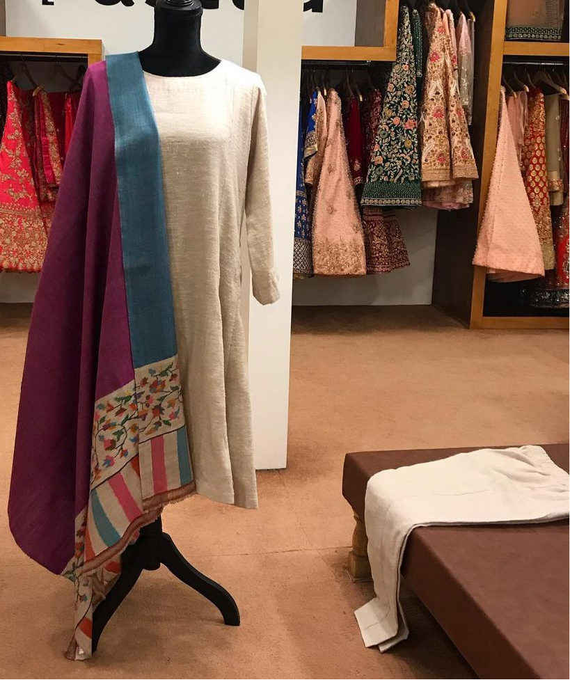 Pure pashmina wool blend 2pc dress stitched