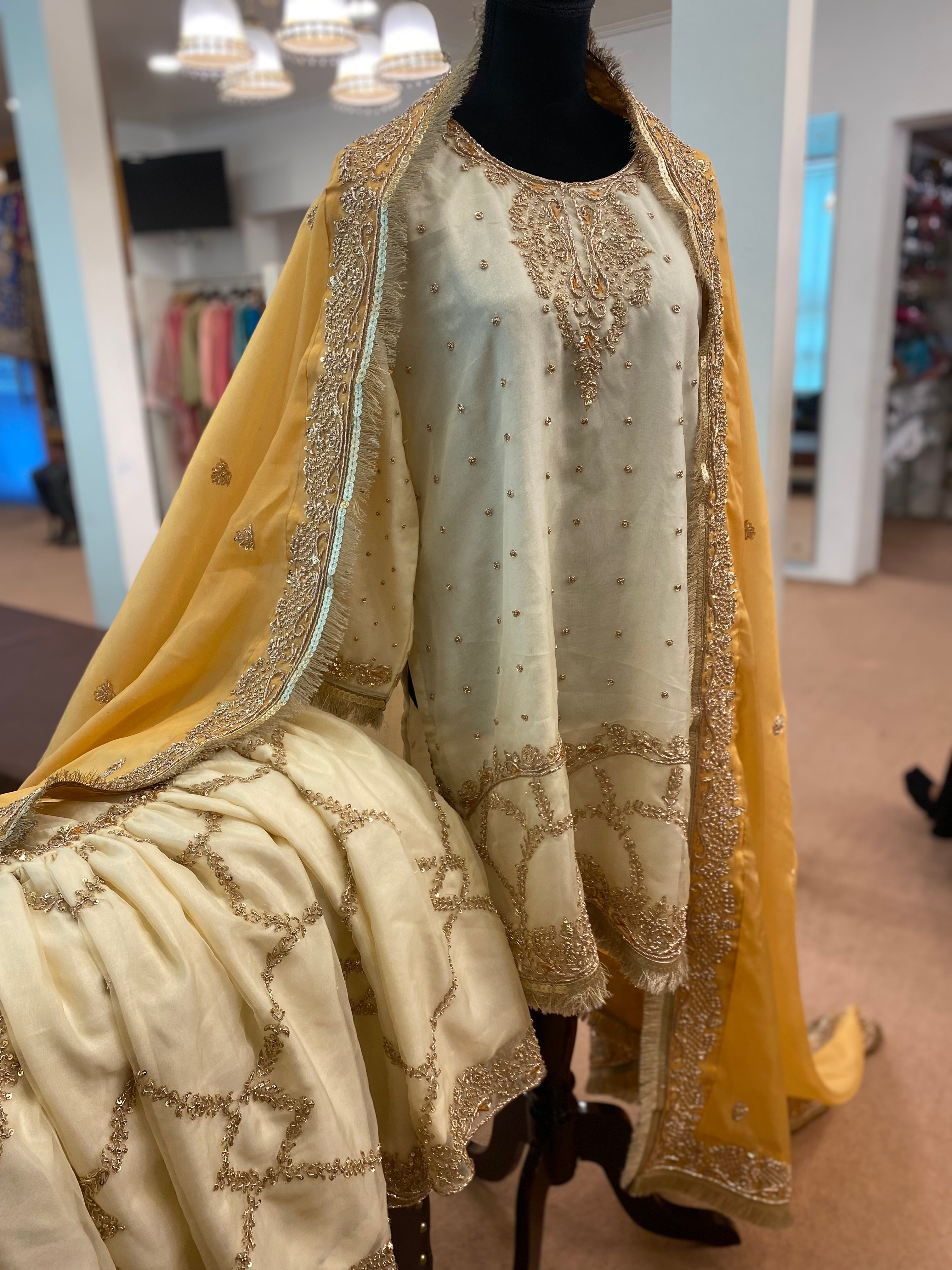 Hand embroidered Gharara dress