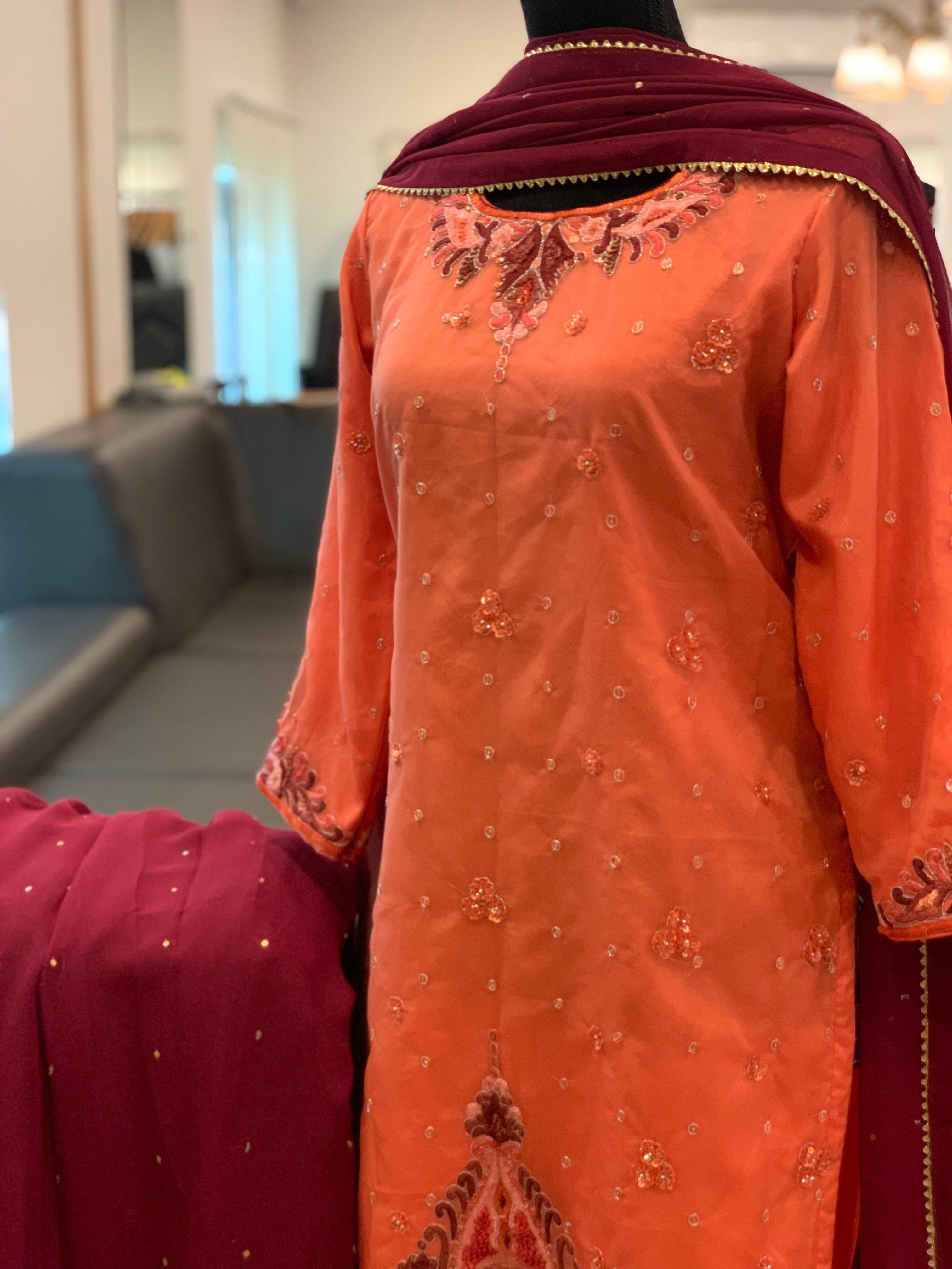 Handembroidered sharara dress stitched