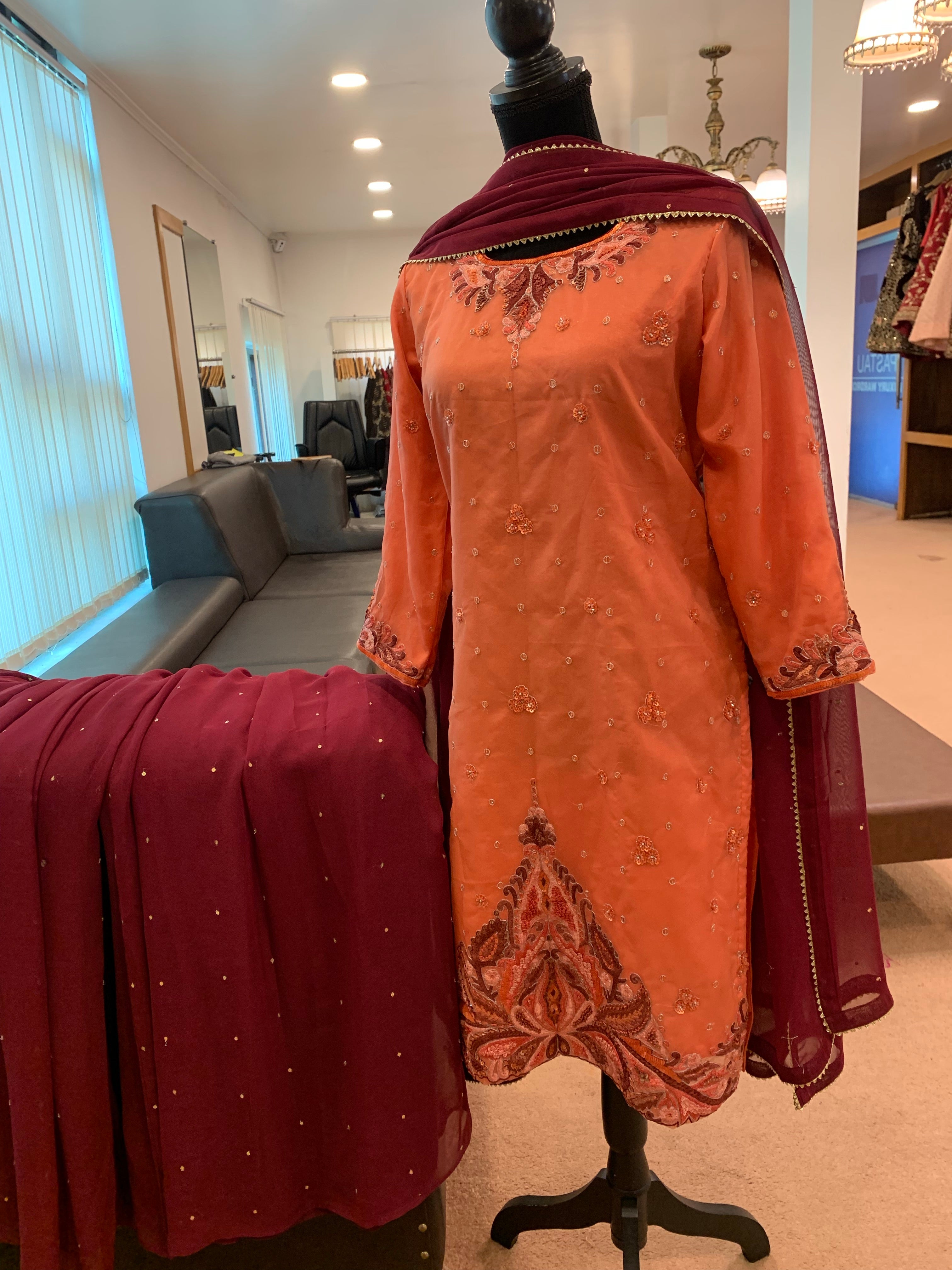 Handembroidered sharara dress stitched