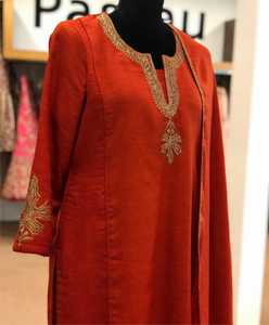 Pure pashmina wool blend Dress with Hand tilla