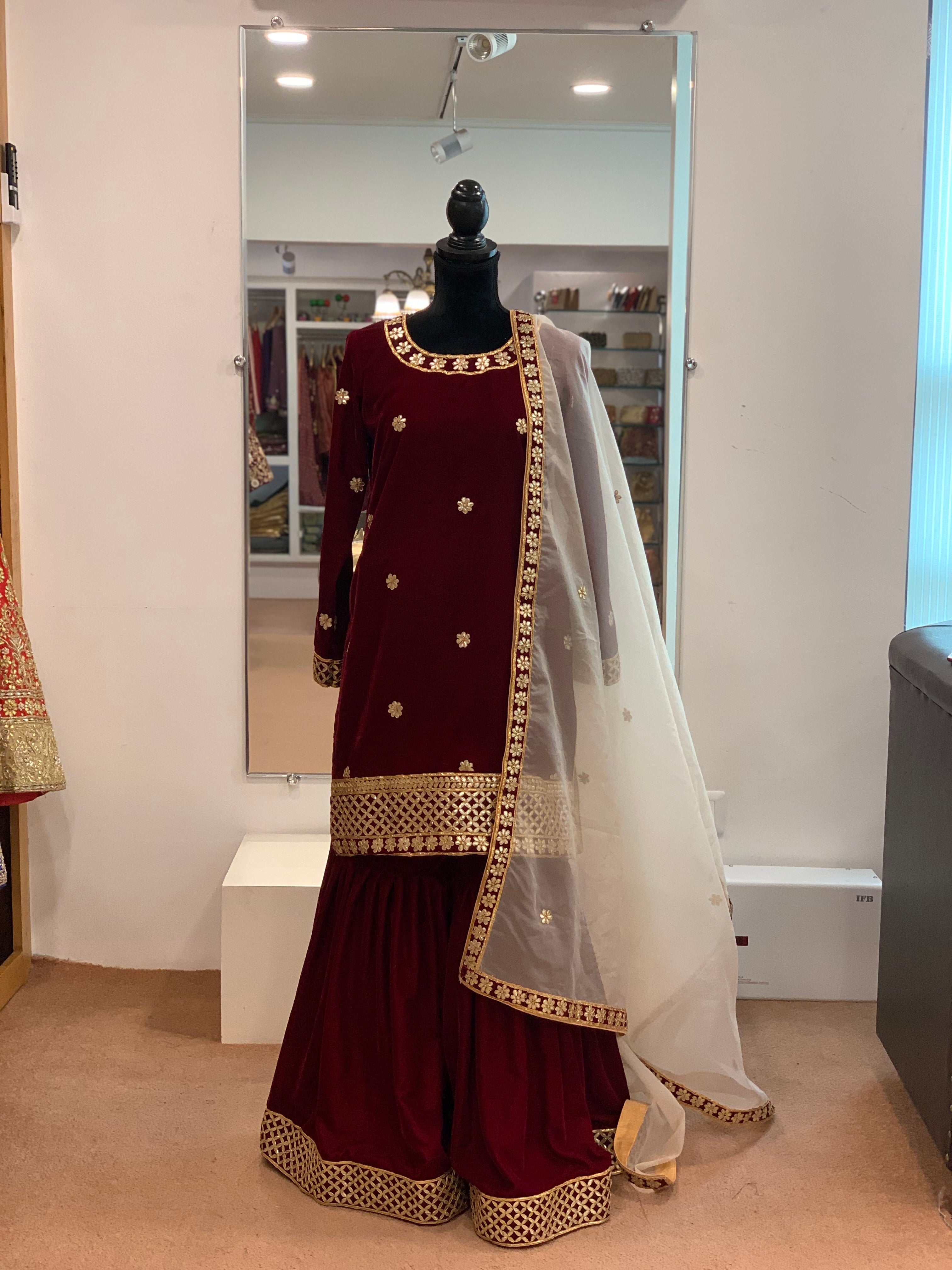 Handembroidered Gharara Dress