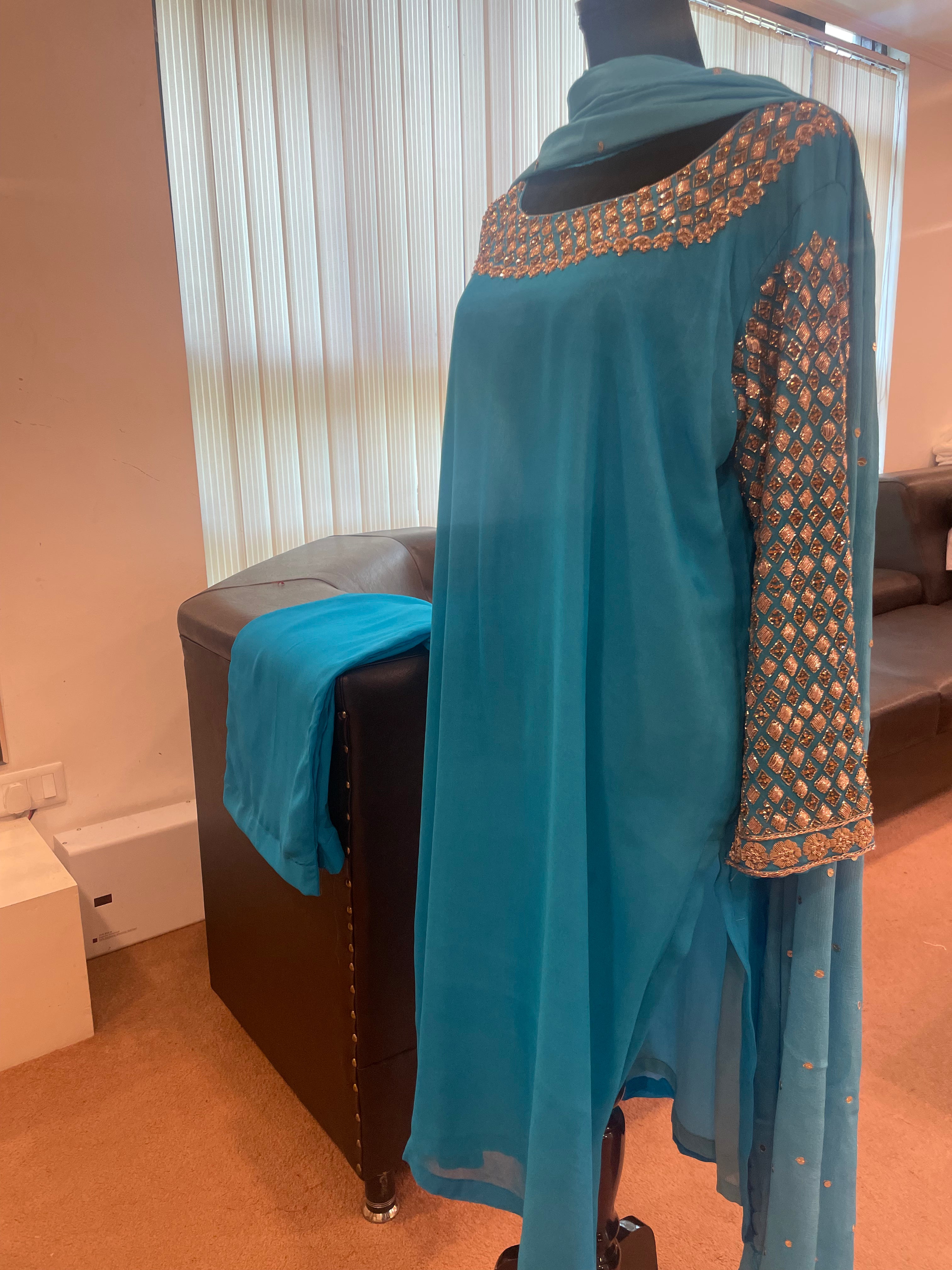 Handembroidered 3 piece dress