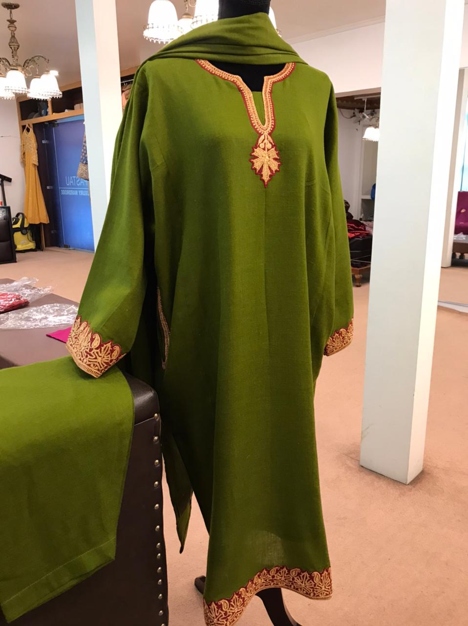 Pure pashmina blend pheran set 3pc with hand Tilla