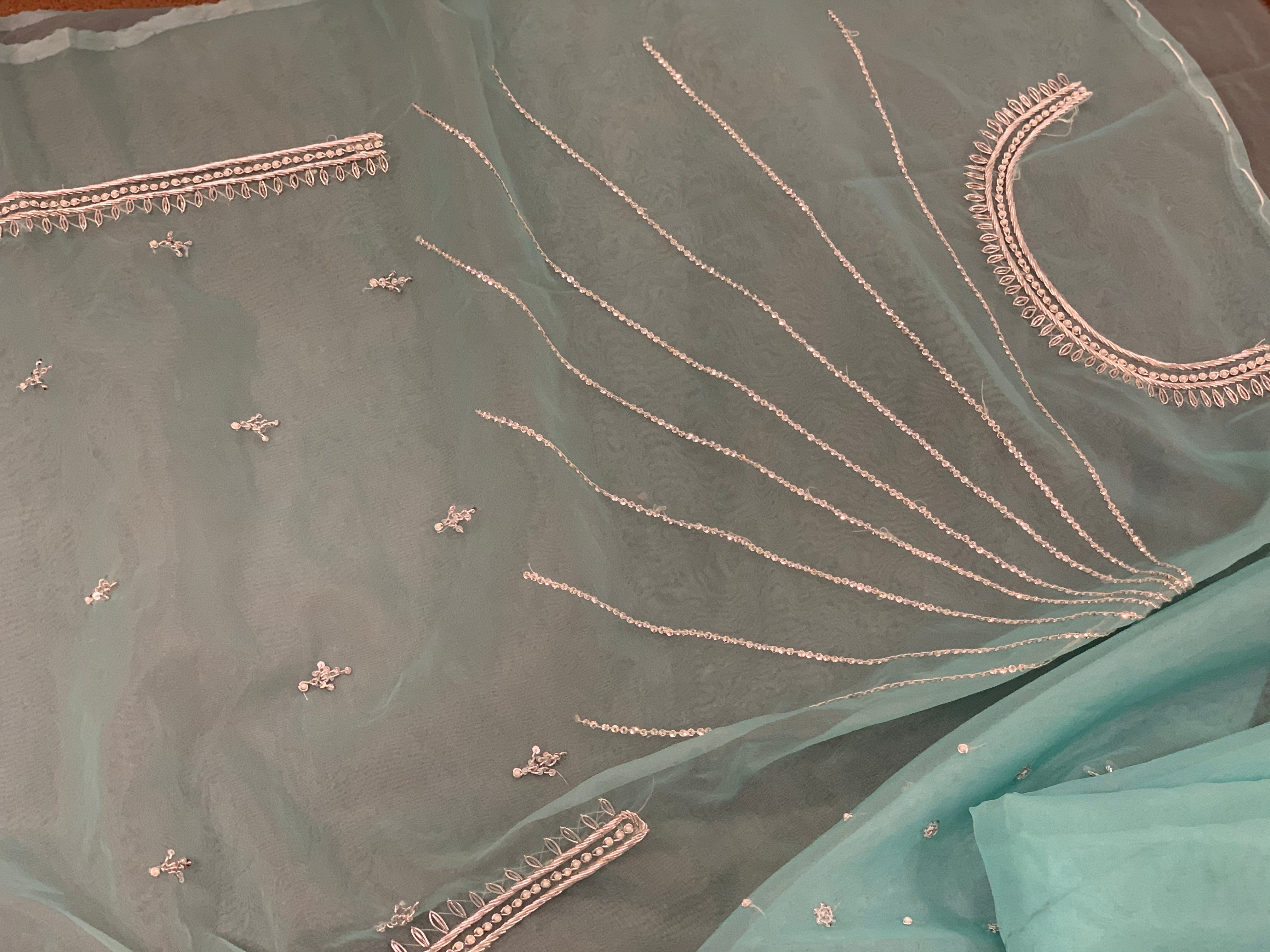 Hand embroidered 3pc suit unstitched