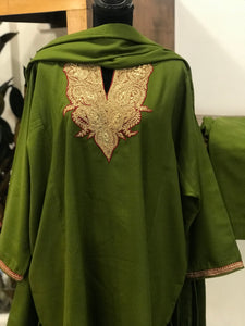 Pure pashmina and pure wool blend kurta set with Hand tilla 3pc stitched