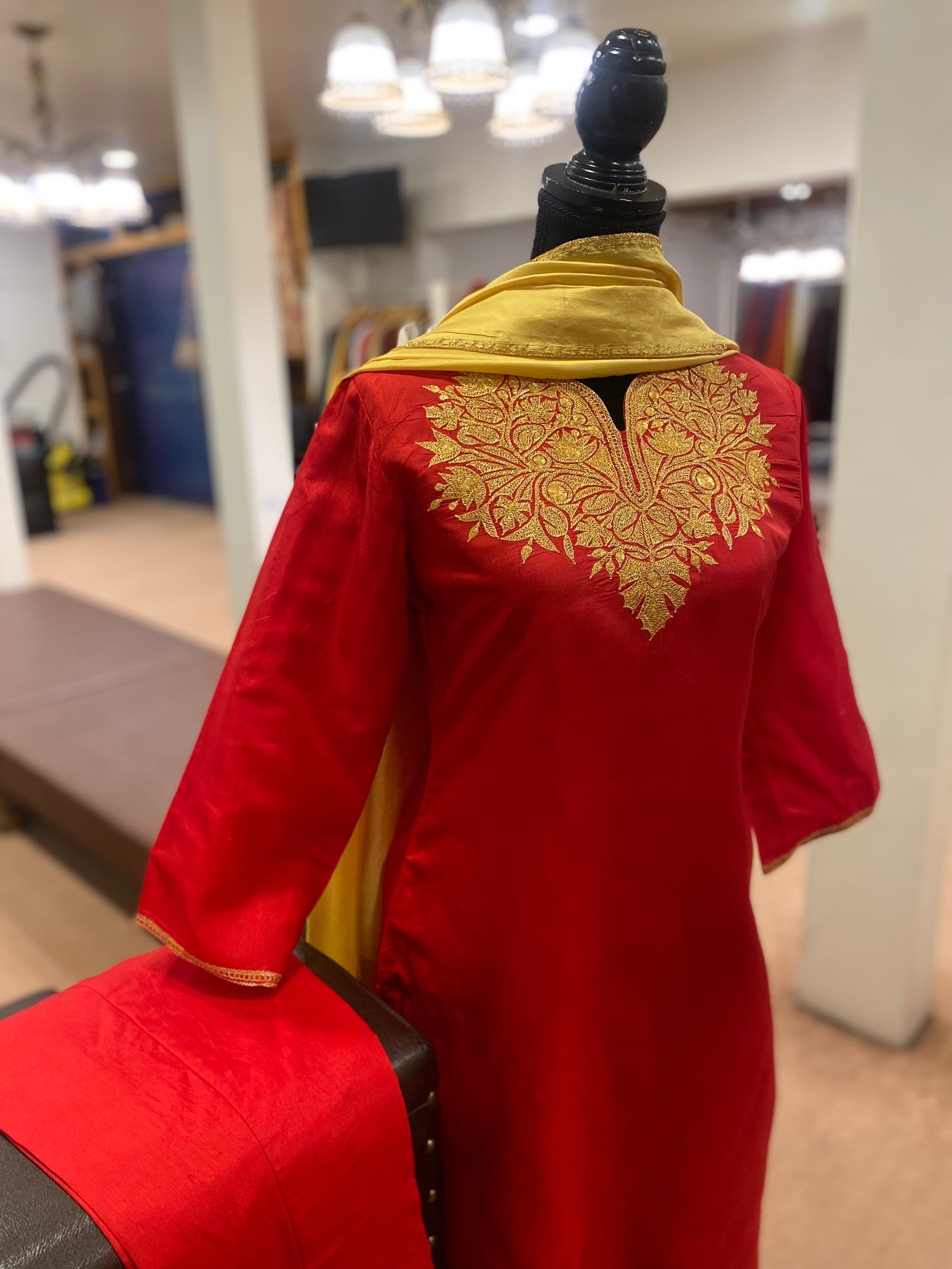 Pure silk hand tilla 3pc suit stitched