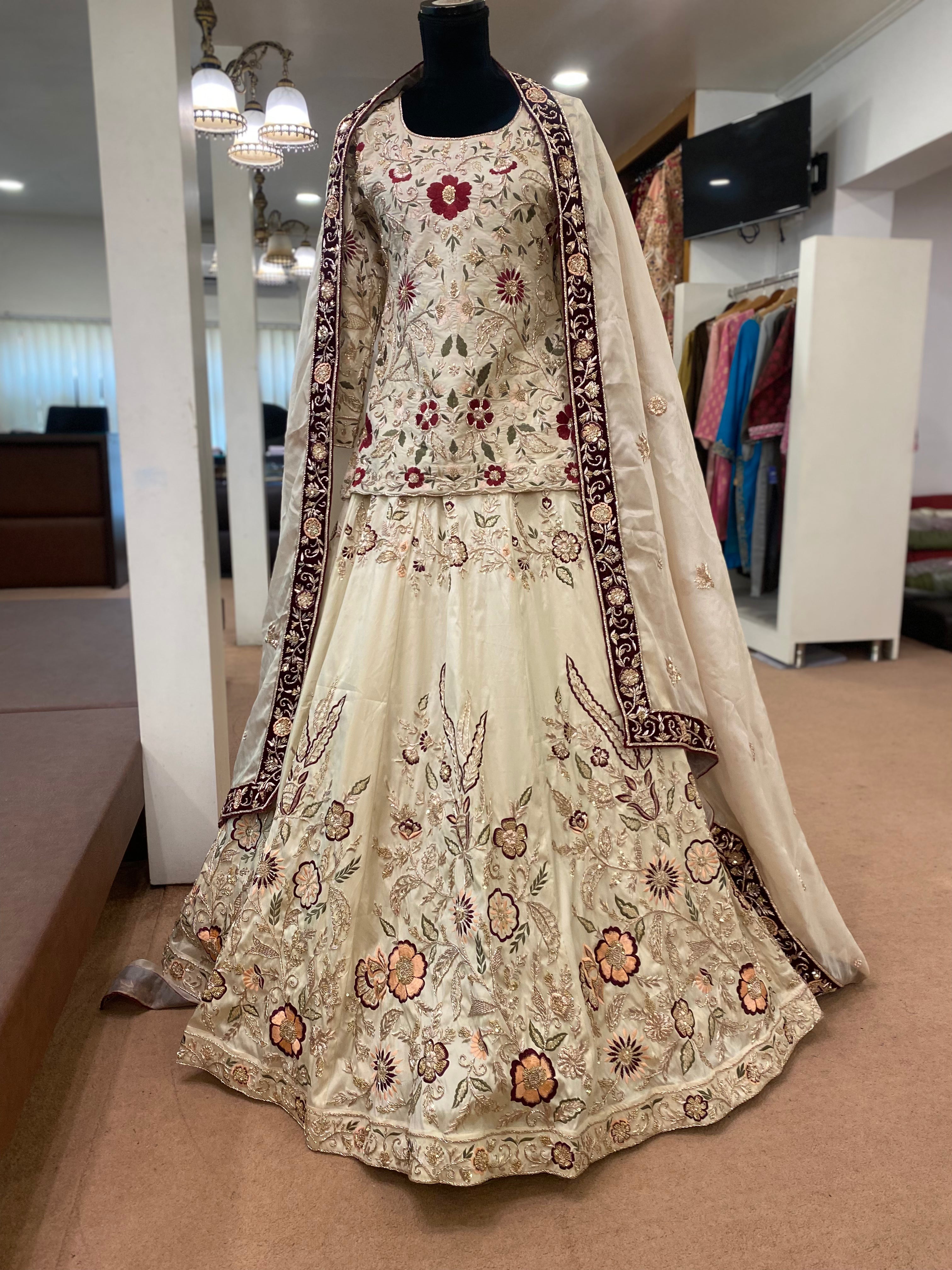 Hand embroidered Bridal Lehanga