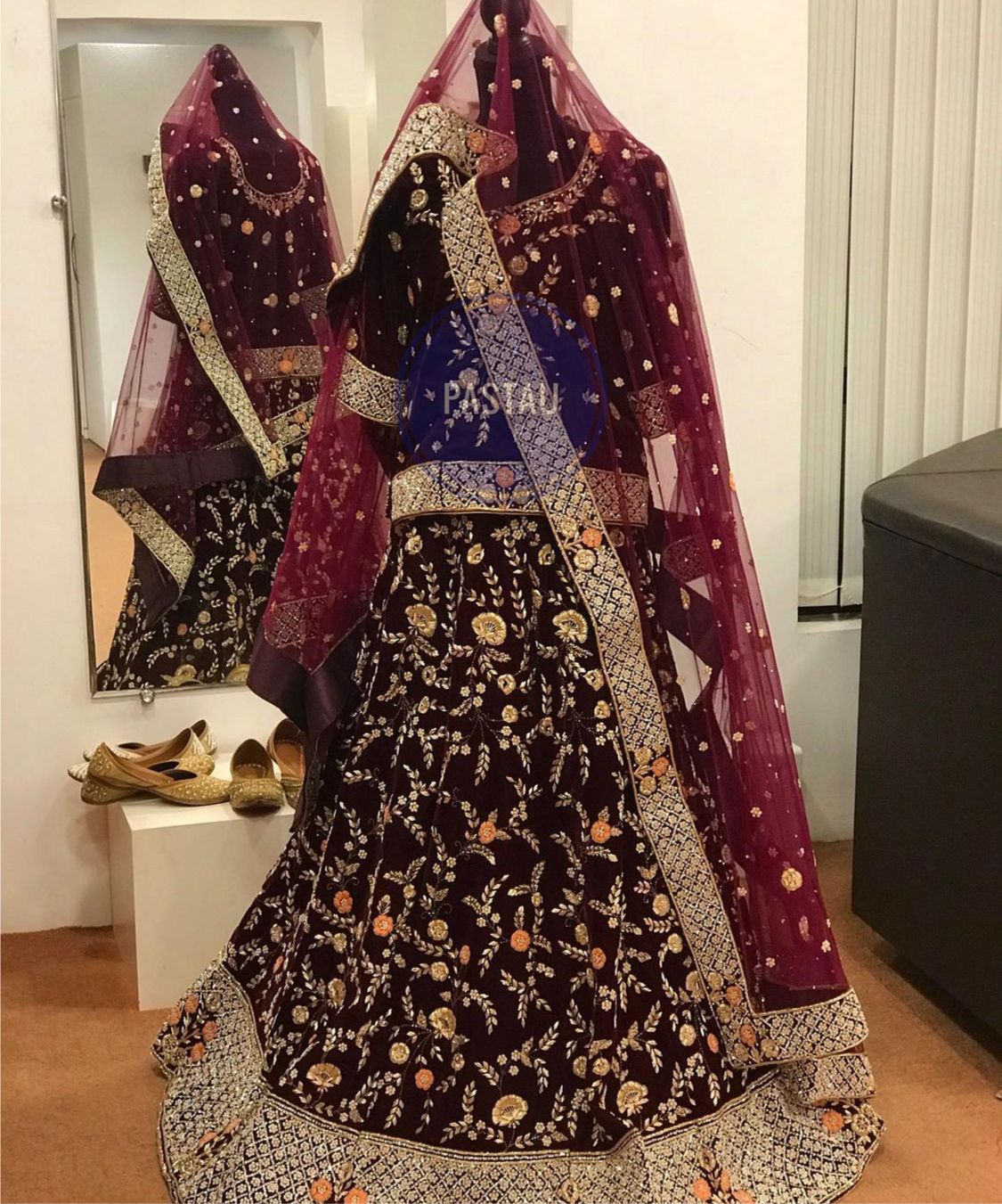 Handembroidered Bridal Lehanga - Pastau