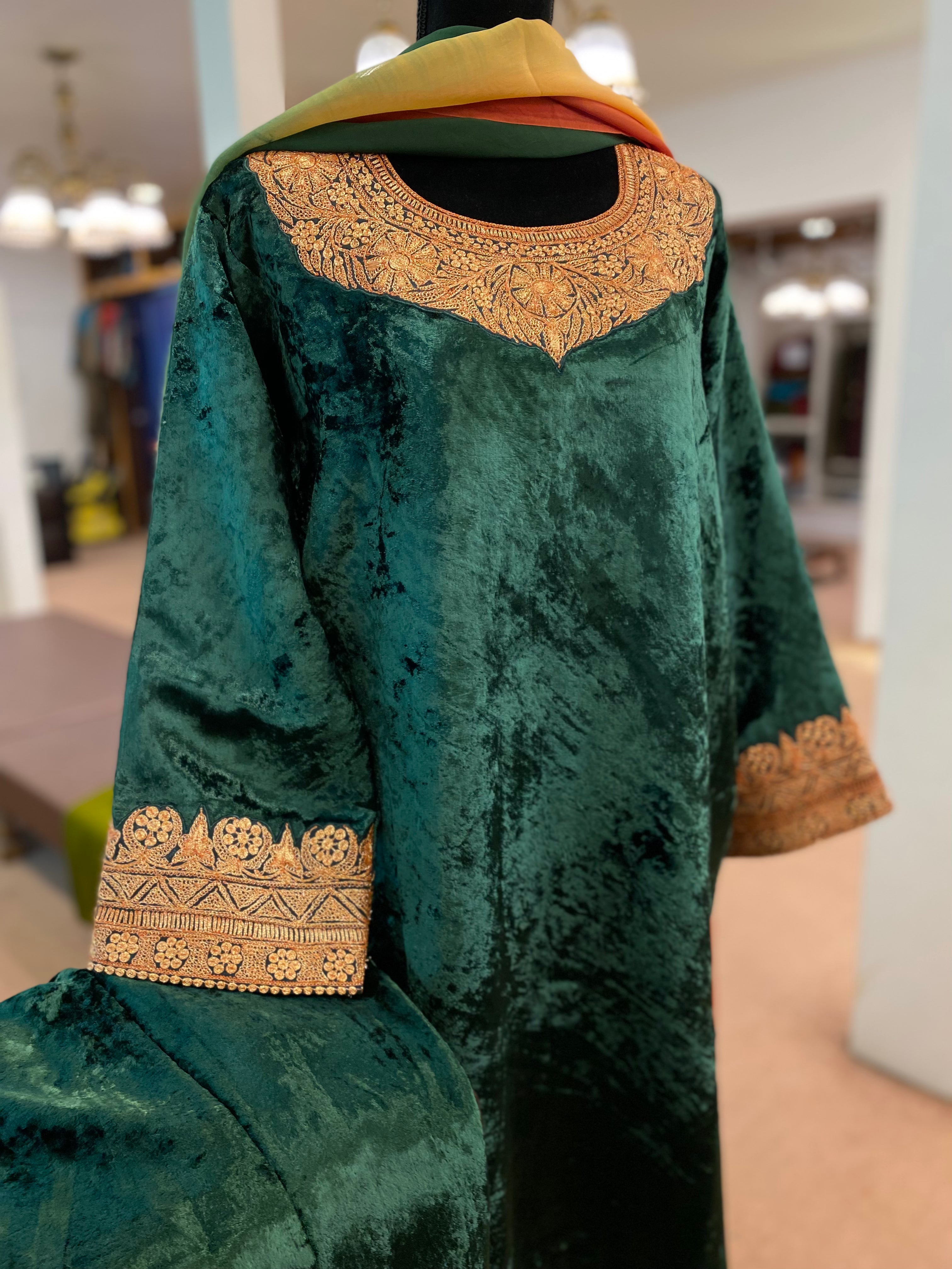 Tilla pheran set 3pc with multicoloured duppata
