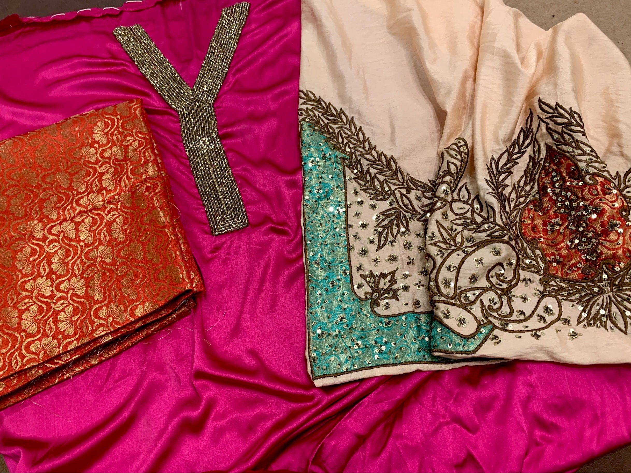 Hand embroidered 3pc suit unstitched