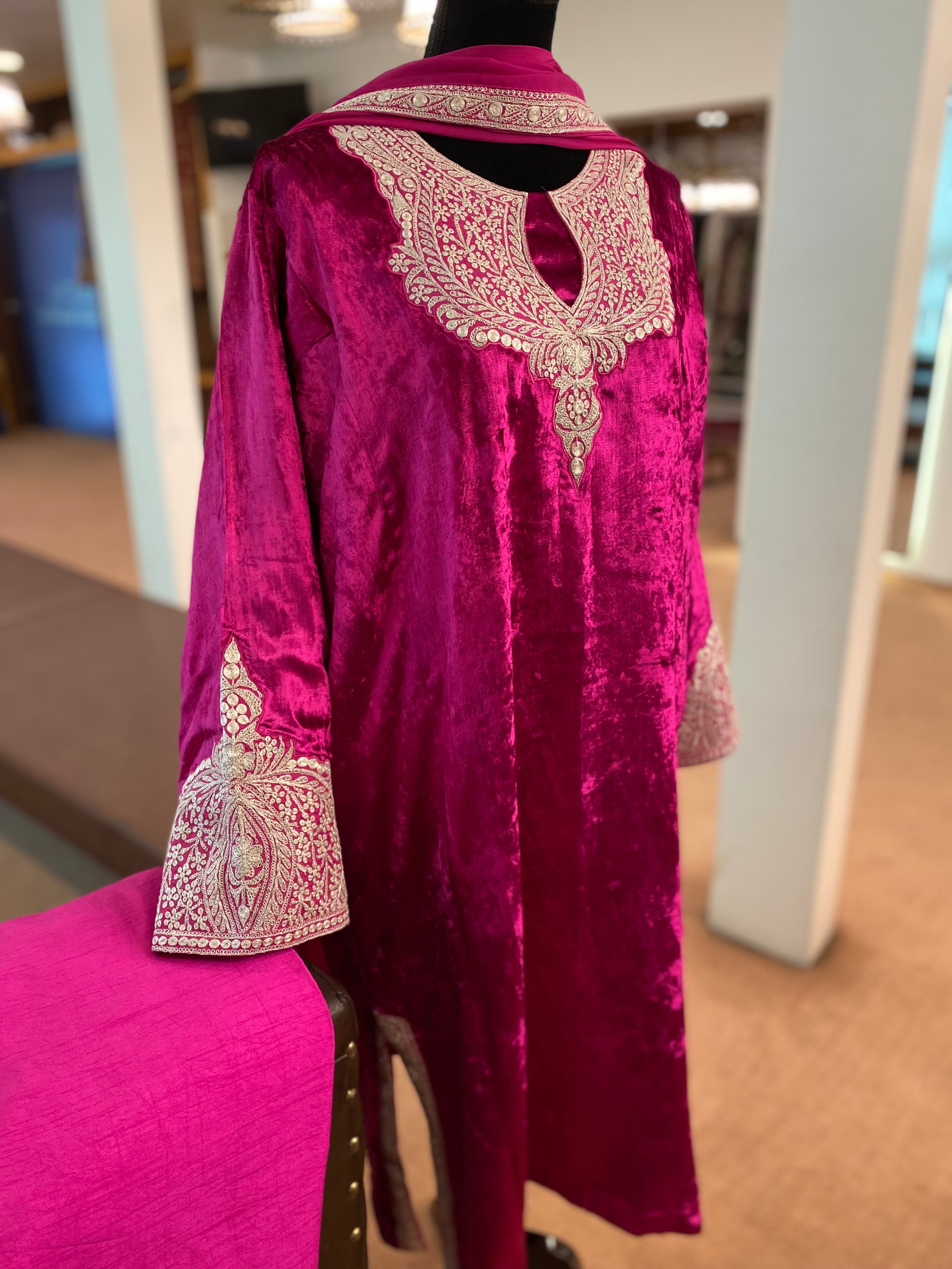 Velvet tilla pheran set 3pc