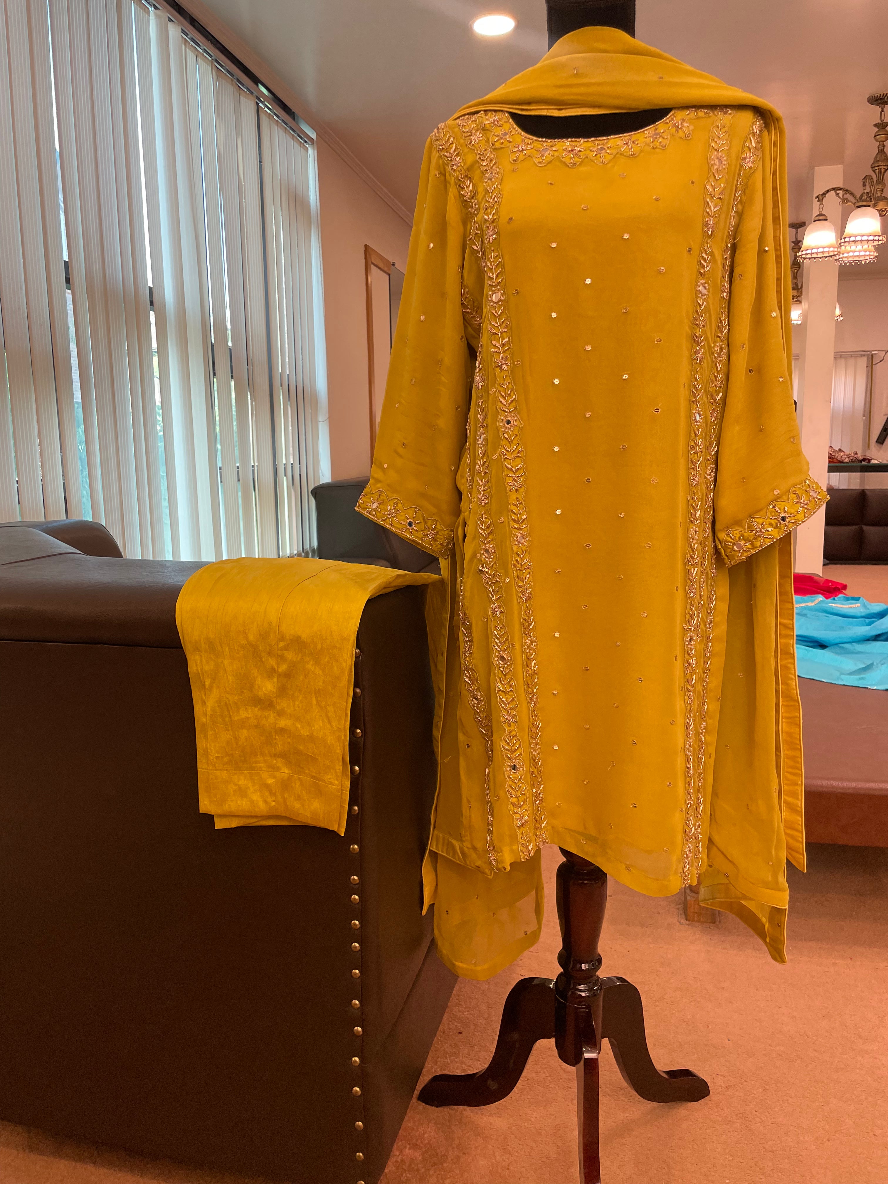 Mustard handwork suit