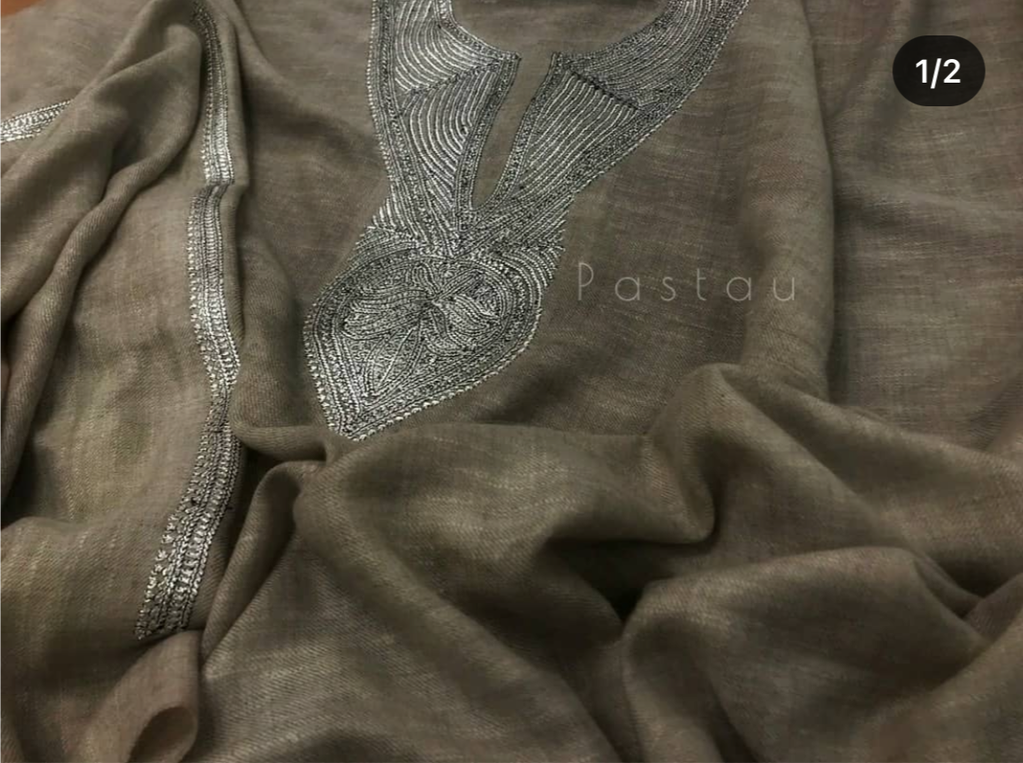 Hand Tilla Pure pashmina 2 pc suit unstitched