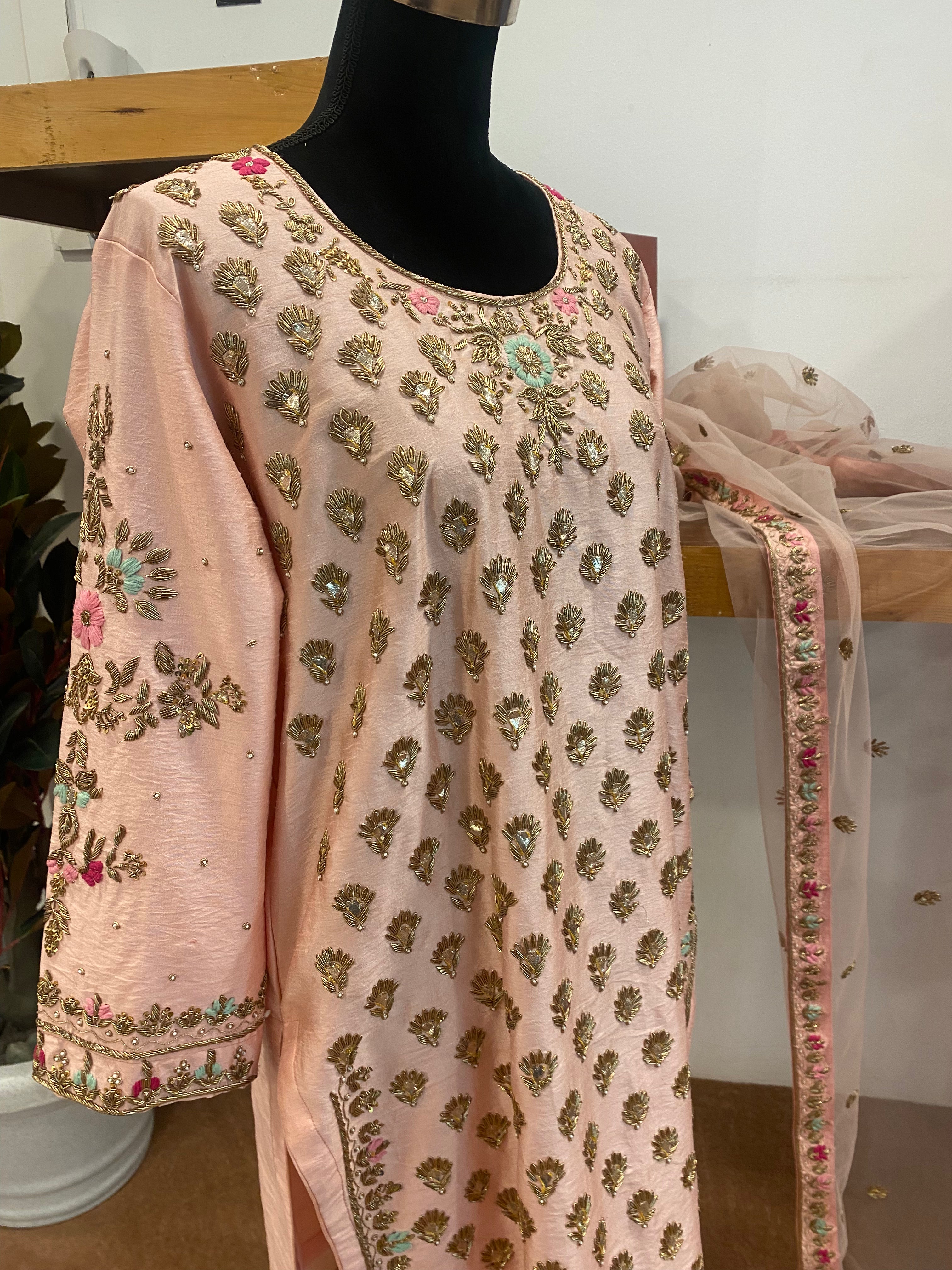 Hand embroidered Gharara Dress