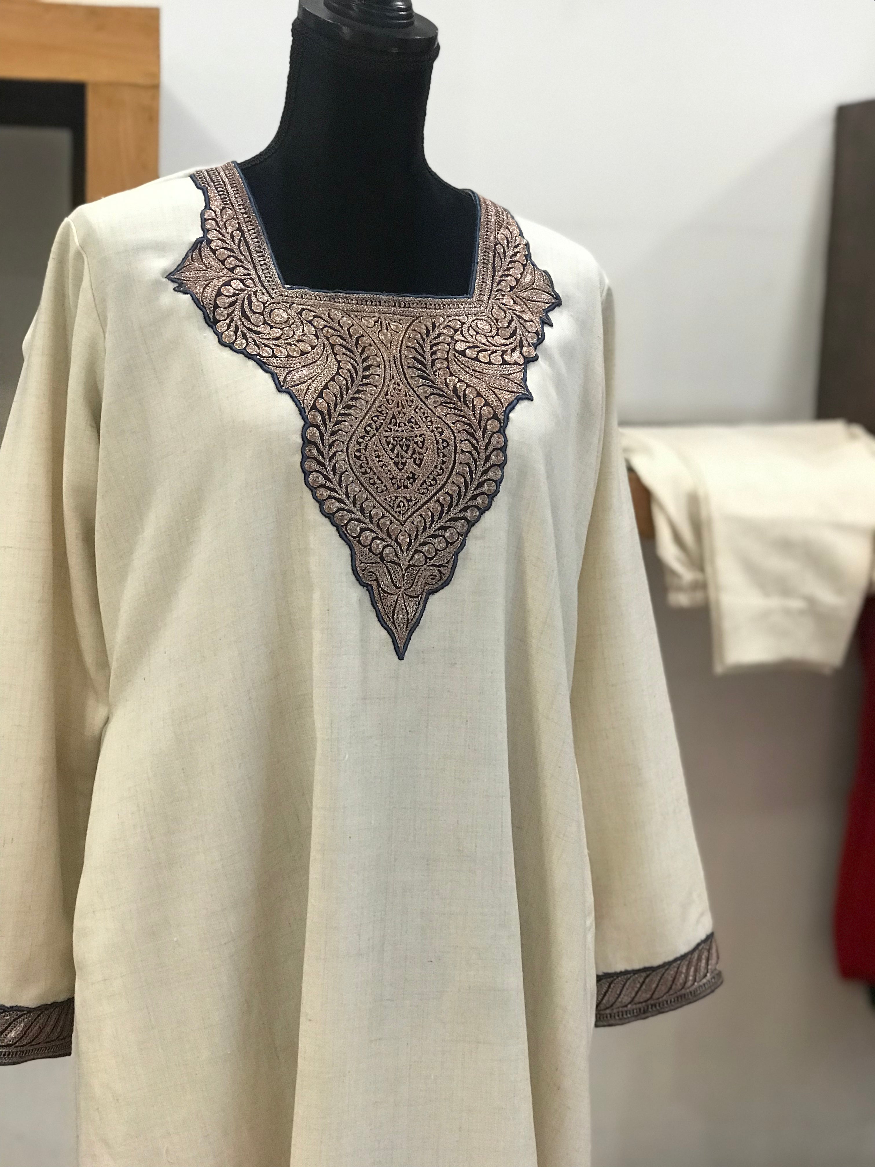 Pure pashmina blend kurta set 2pc with hand Tilla PWB125