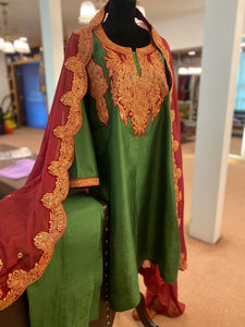 Pure silk tilla kurta set 3pc