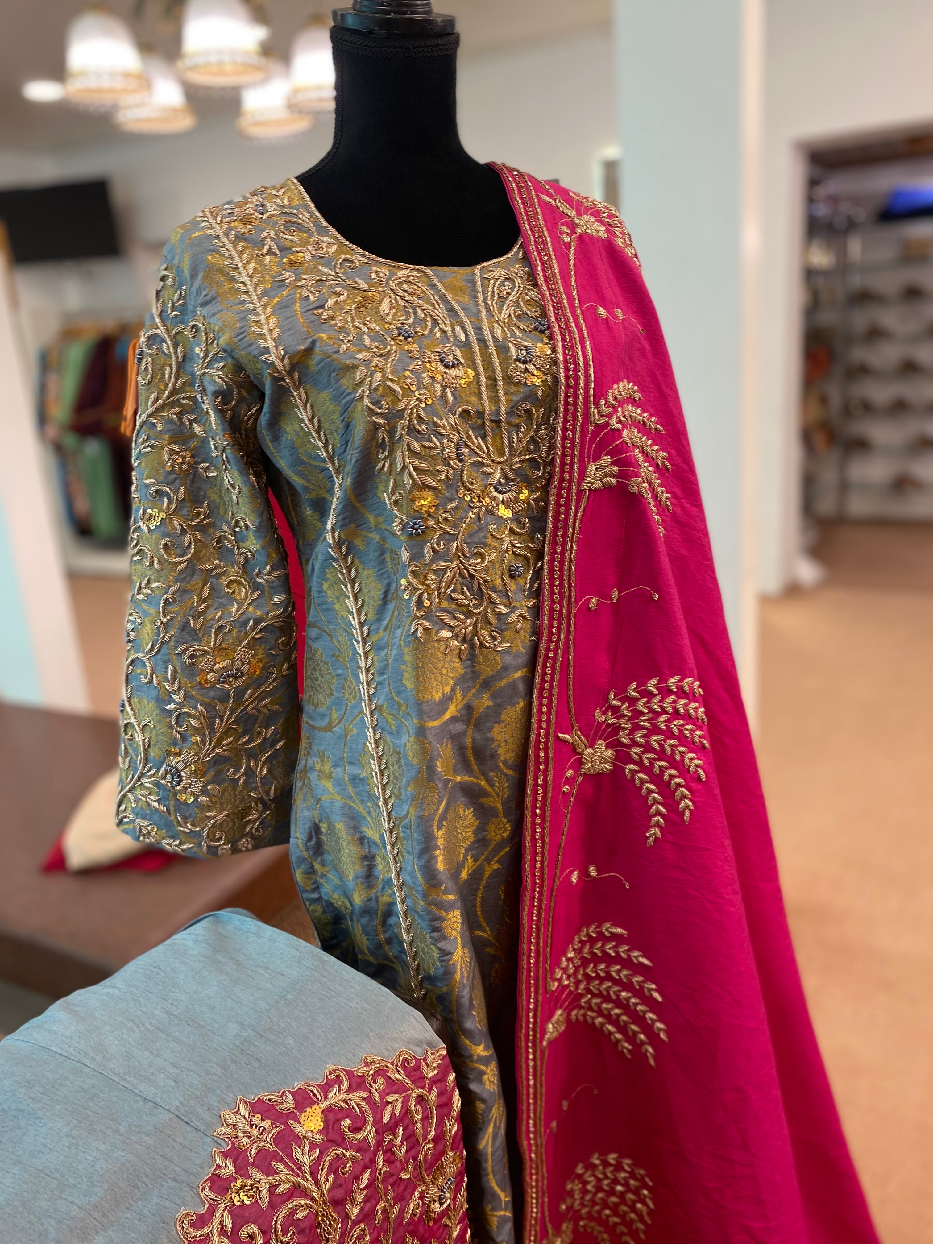 Hand embroidered Dress 3pc stitched