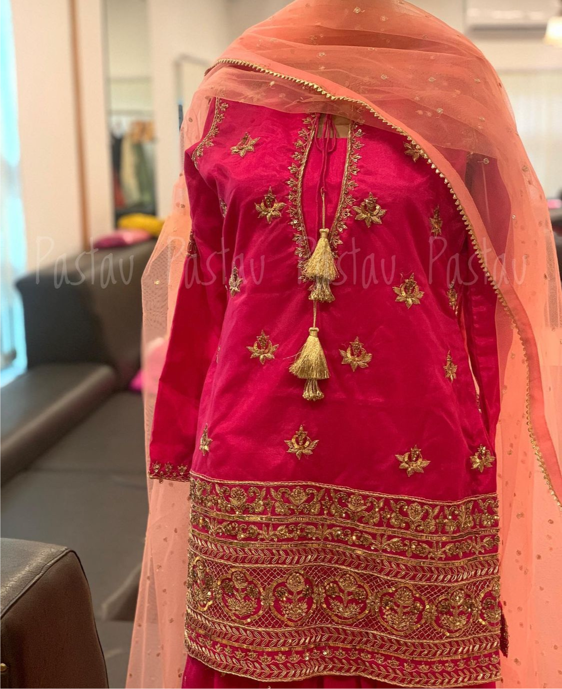 Handembroidered Sharara Dress - Pastau