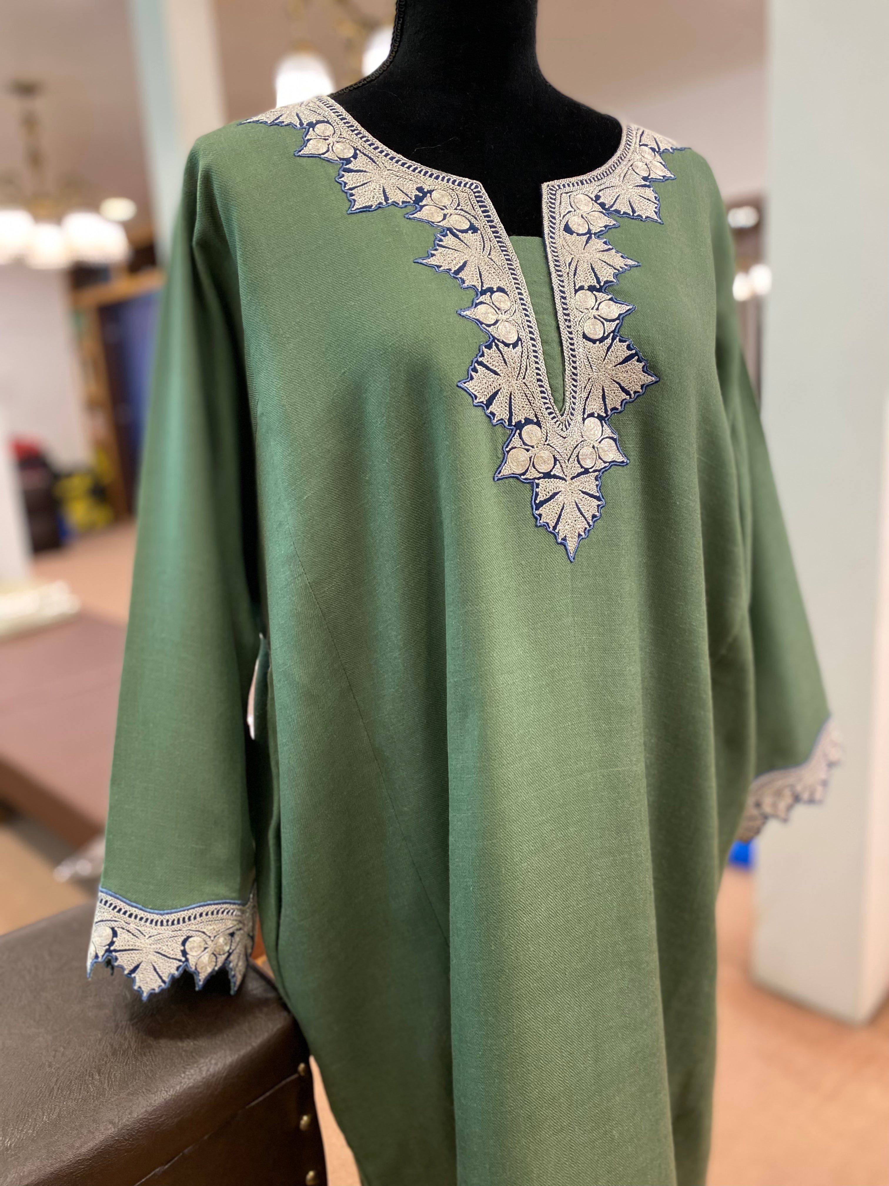 Pure pashmina blend pheran with hand tilla