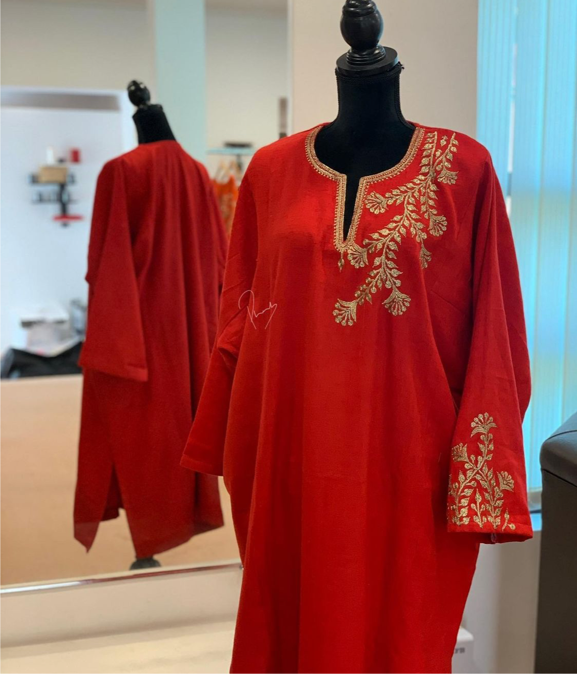 Pure pashmina blend pheran with Hand tilla