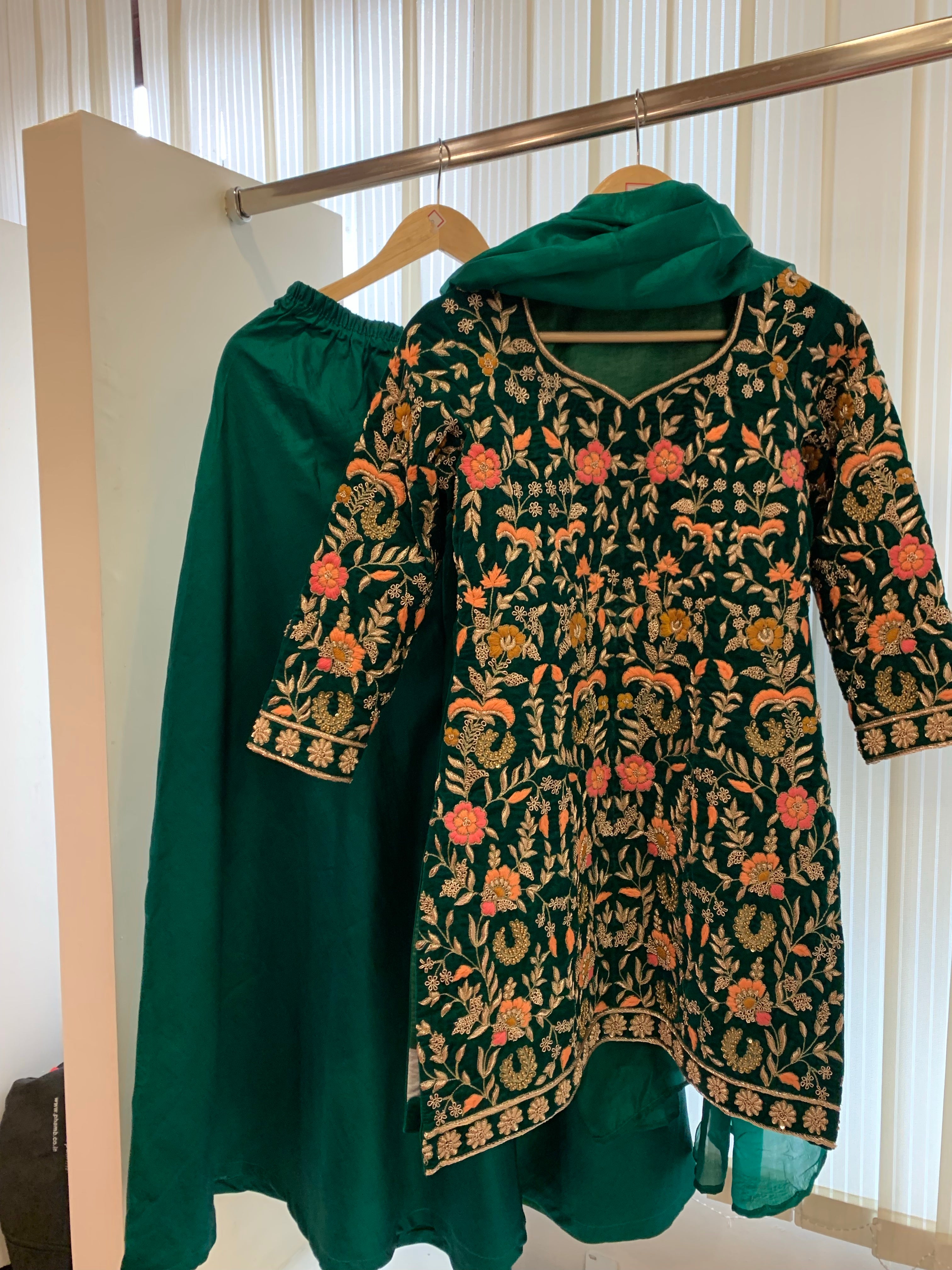 Hand embroidered sharara dress