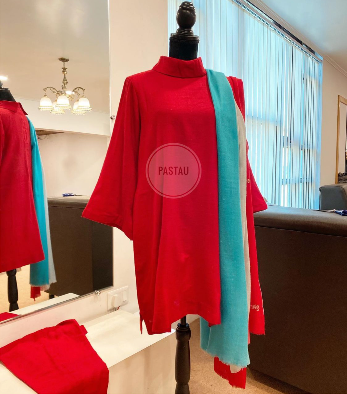 Pure pashmina wool blend 2pc dress stitched