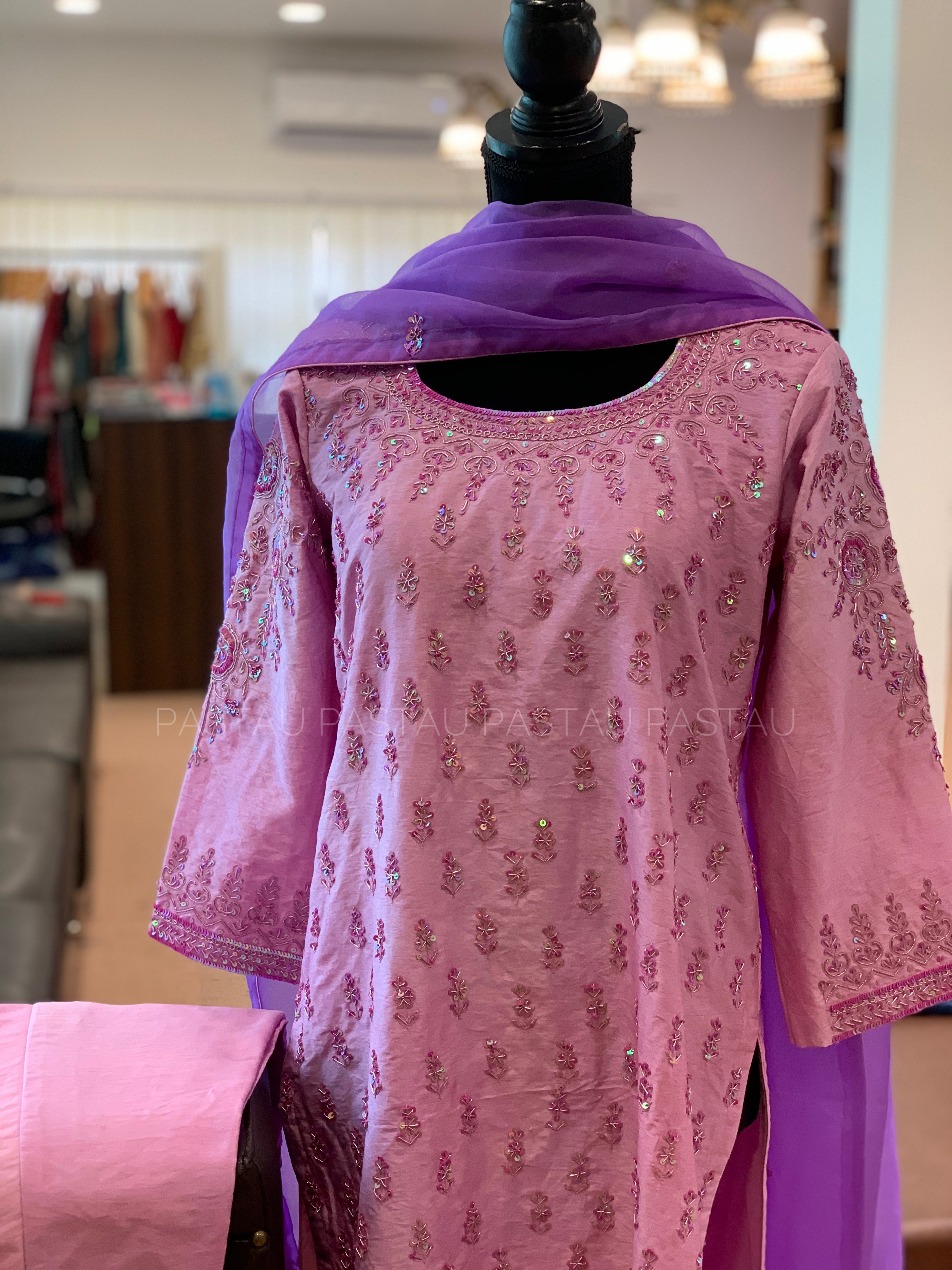 Hand embroidered 3pc suit stitched