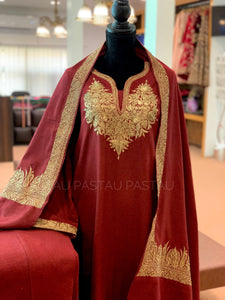 Hand Tilla Pashmina wool blend 3pc dress stitched