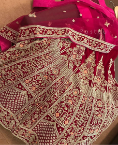 Hand embroidered Bridal Lehanga - Pastau