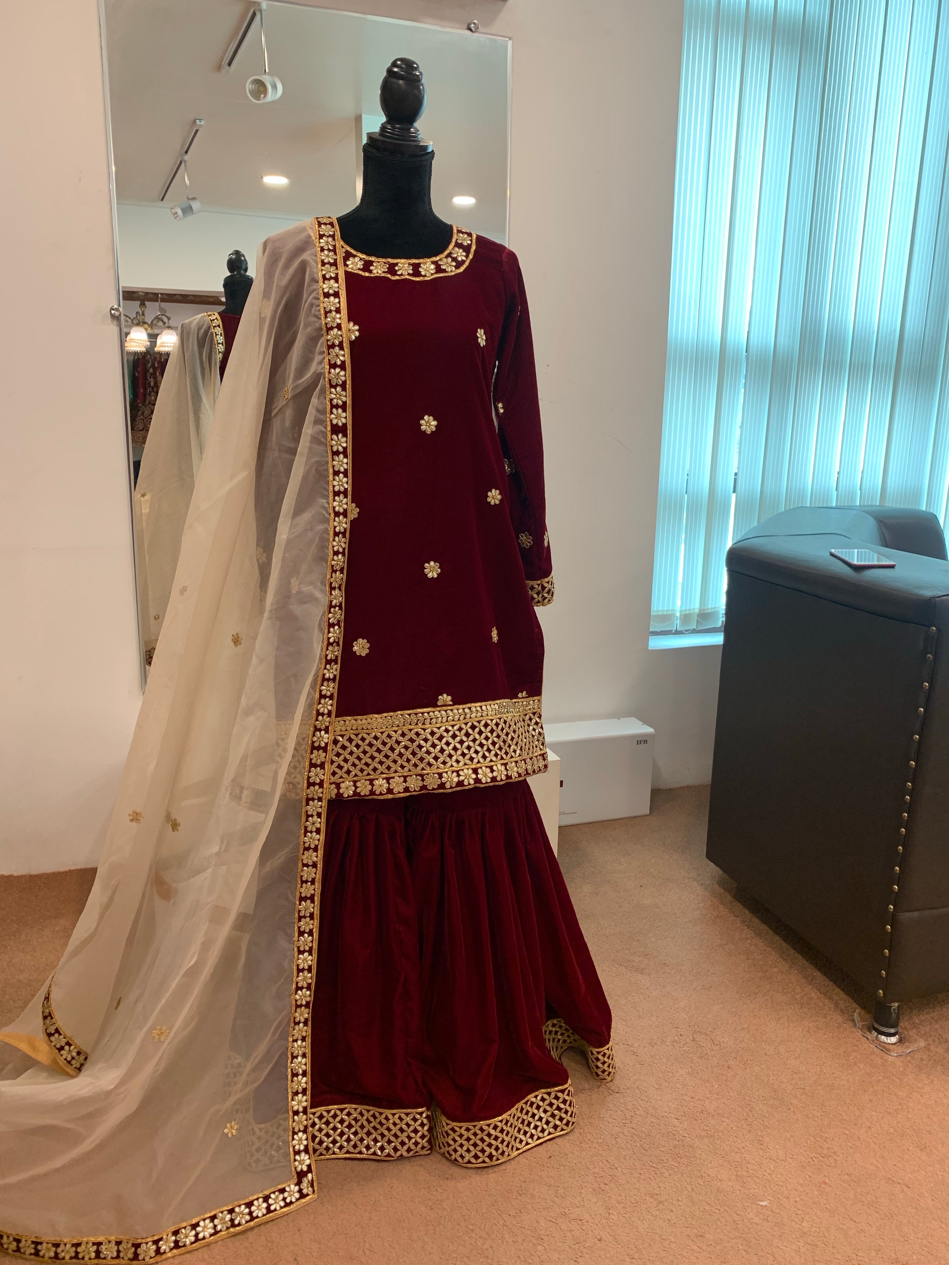 Handembroidered Gharara Dress