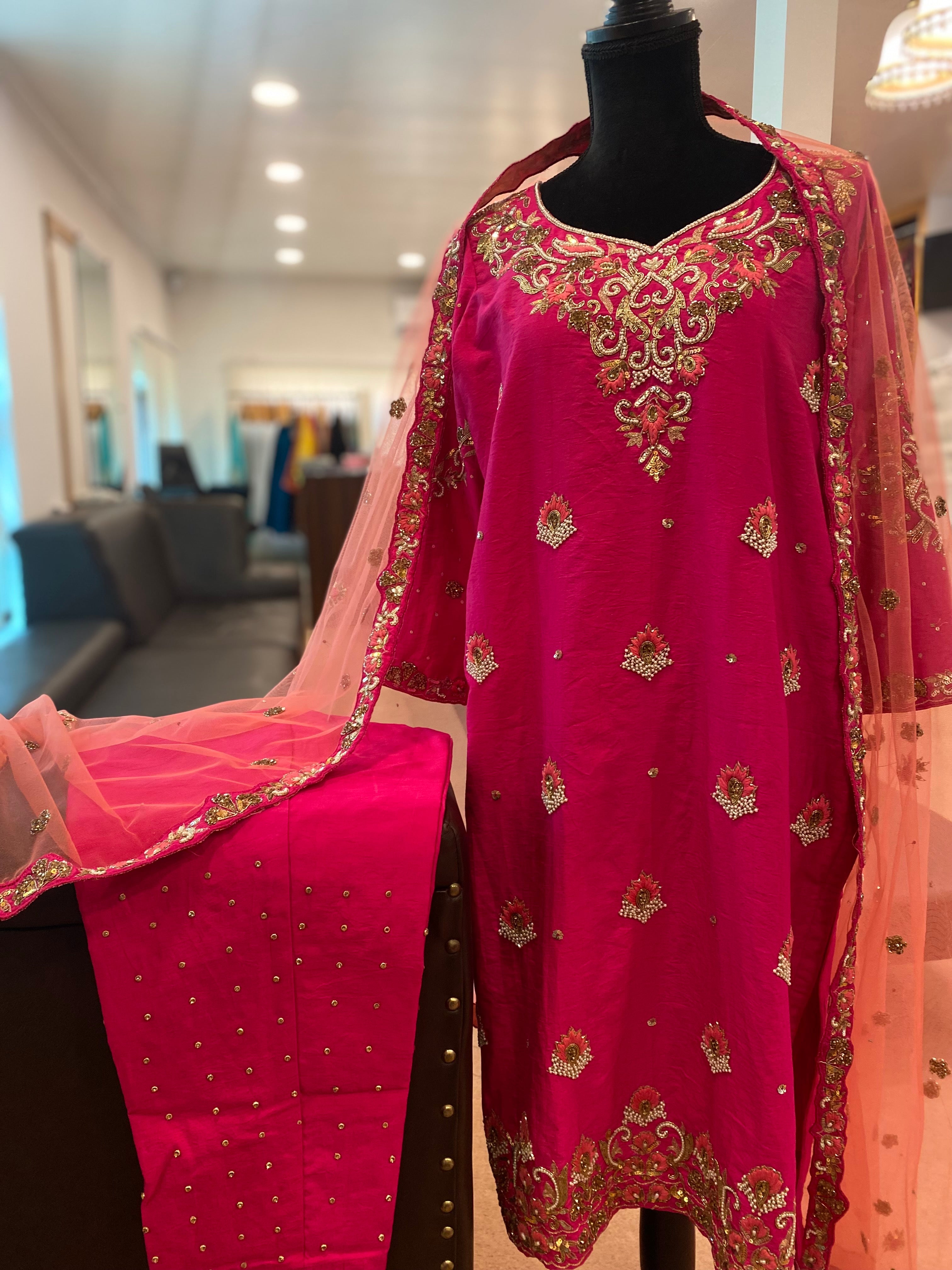 Hand embroidered 3pc suit stitched