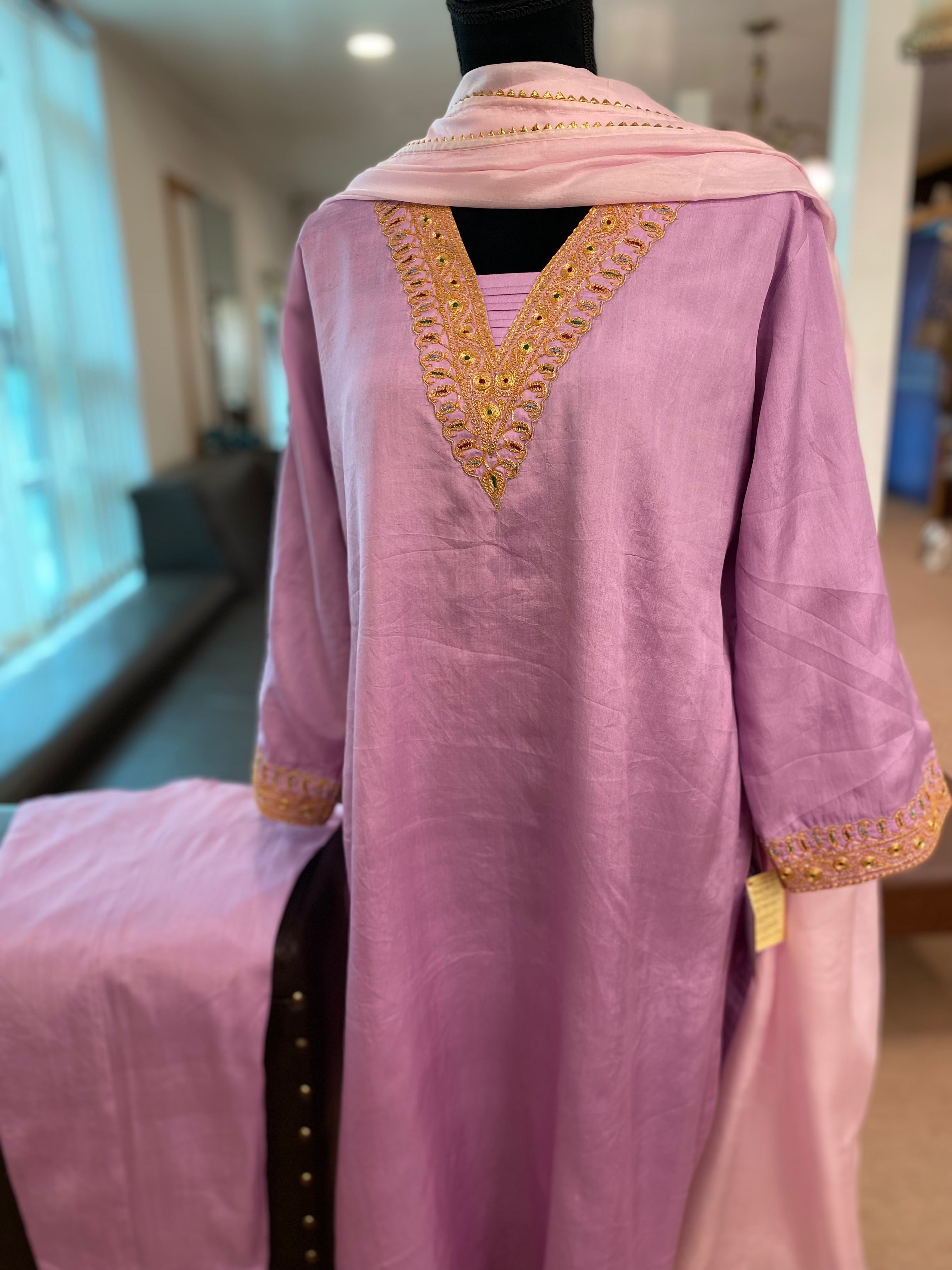 Pure silk kurta set 3pc stitched MTKS345