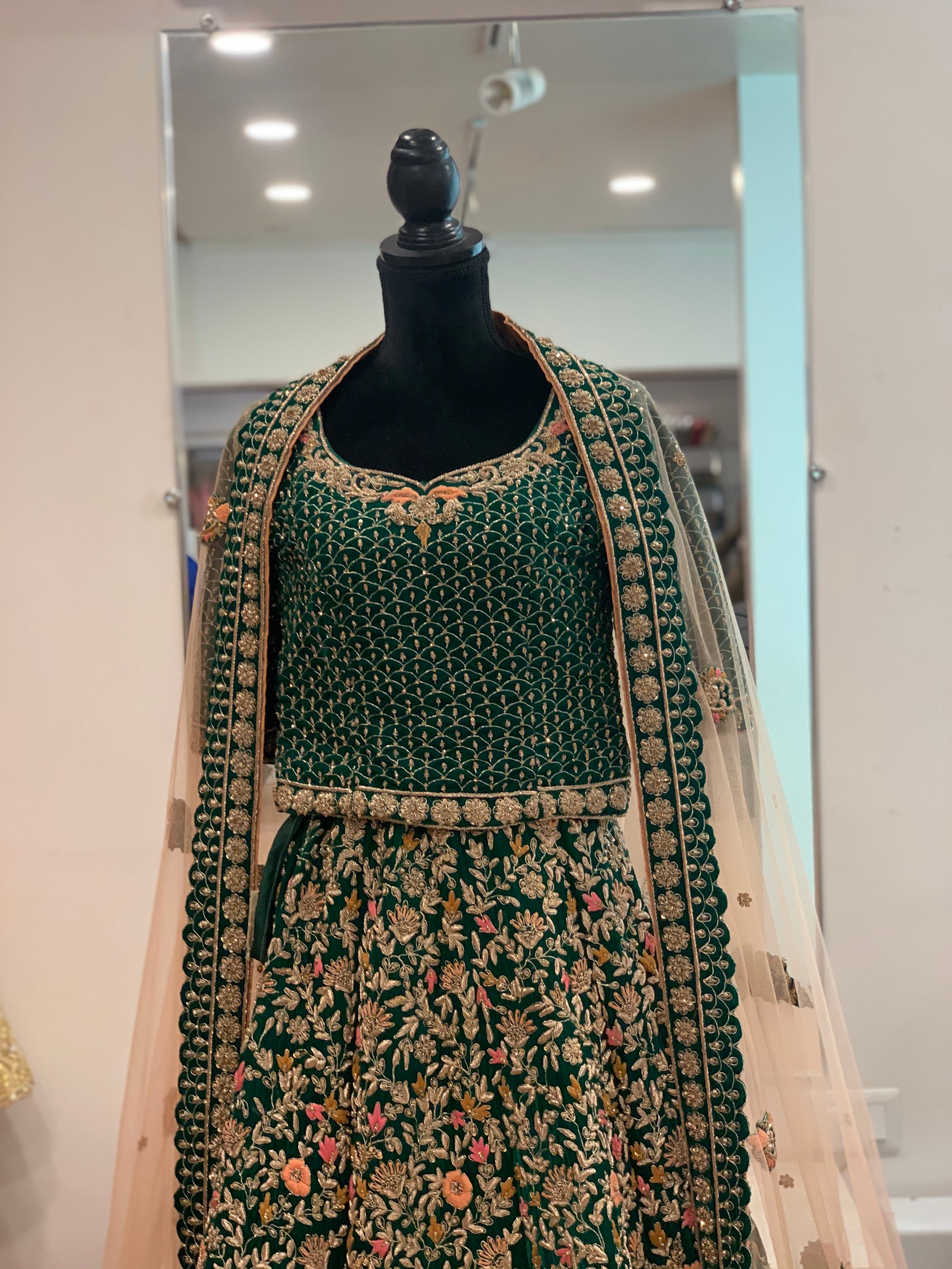 Hand embroidered Bridal Lehanga - Pastau