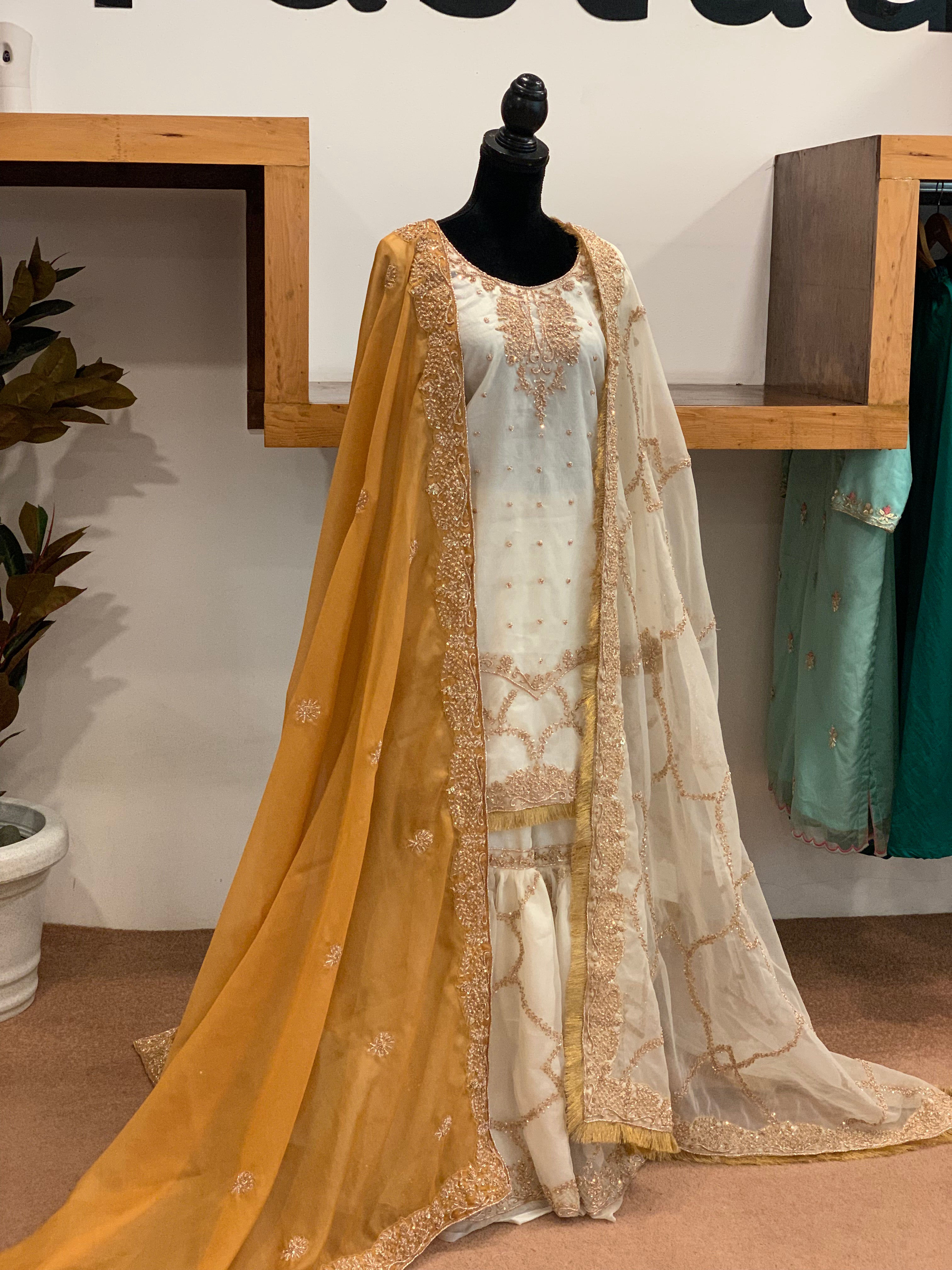 Hand embroidered Gharara dress